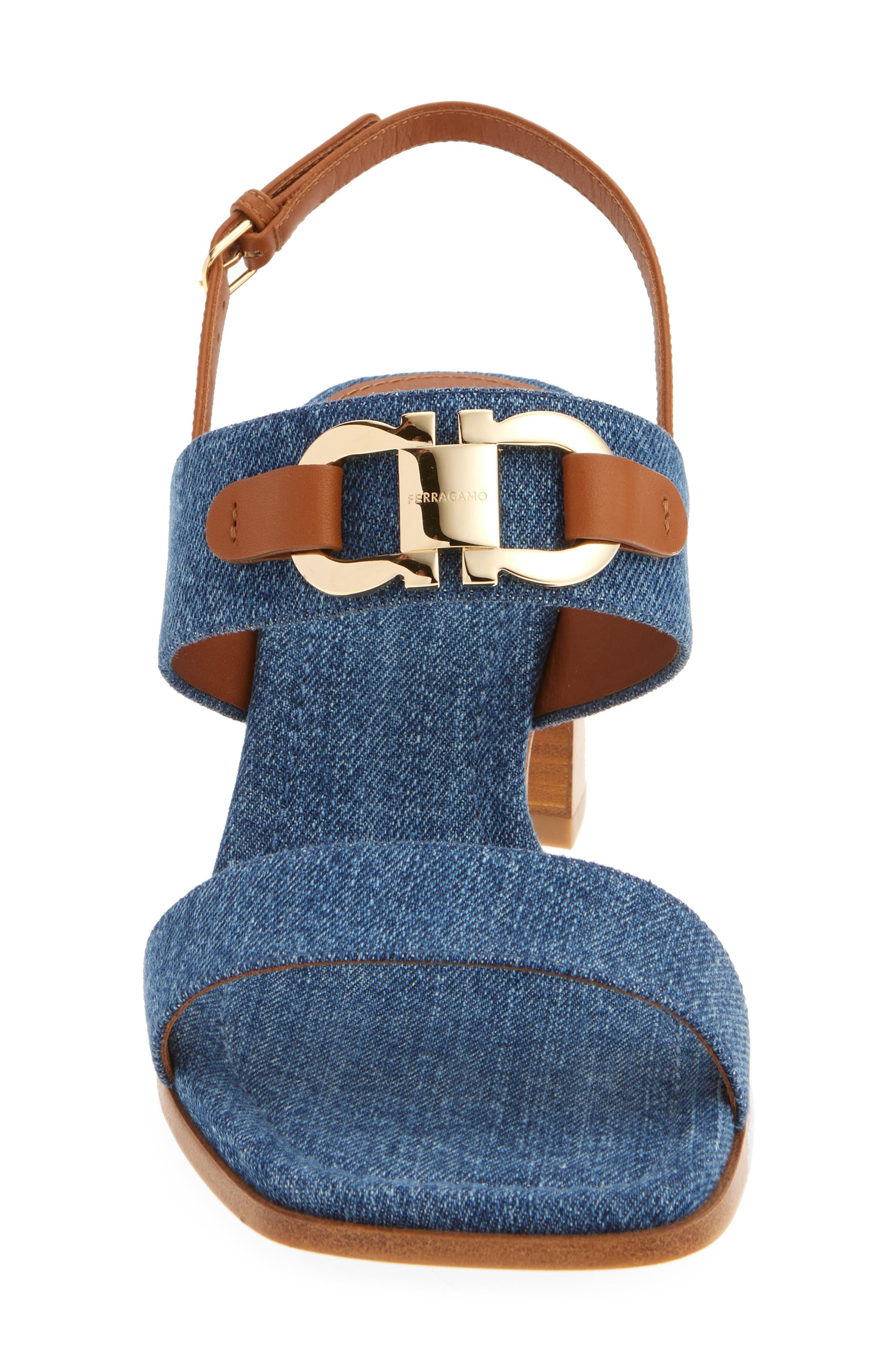 FERRAGAMO Lou Gancio Slingback Sandal in Denim at Nordstrom - 3