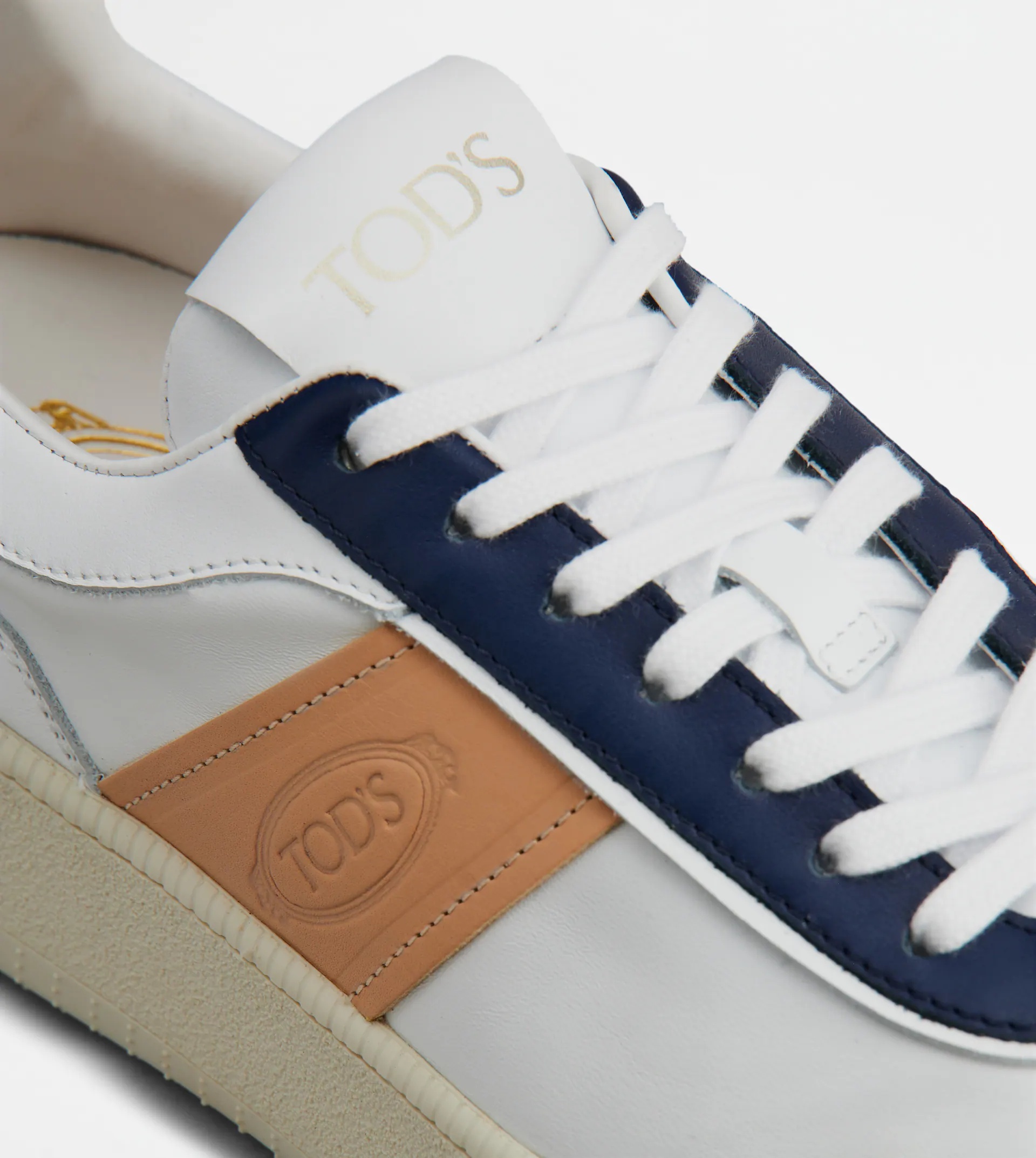 PLATFORM SNEAKERS IN LEATHER - WHITE, BEIGE, BLUE - 5