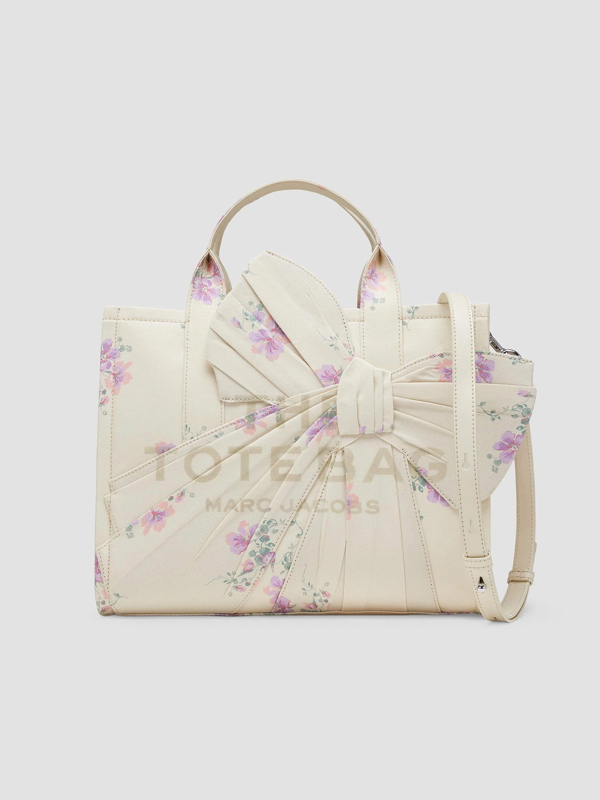 Women's Floral Canvas Medium Tote Bag - Cream - 1