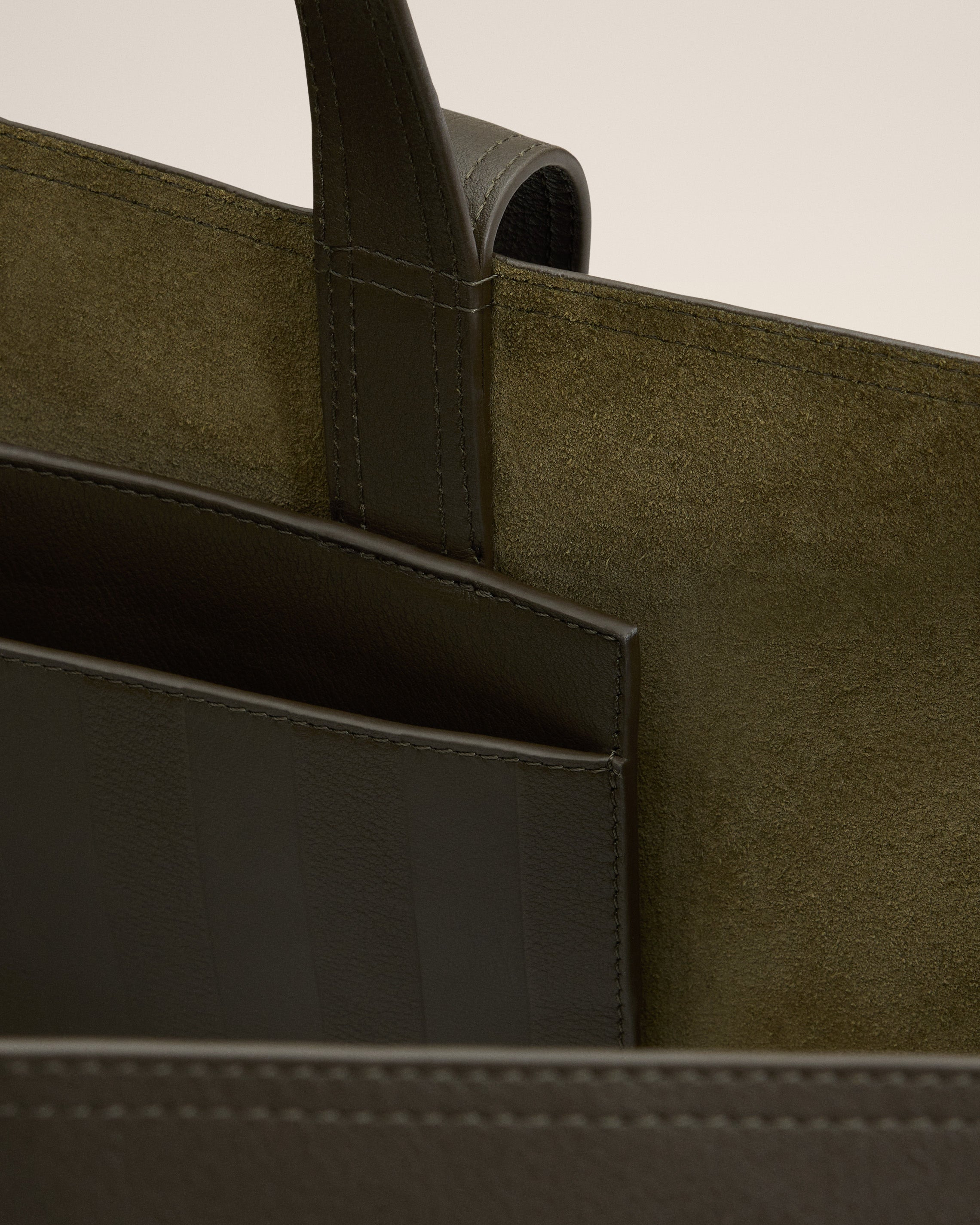 GREEN LEATHER MIDI MAXI TOTE BAG - 6