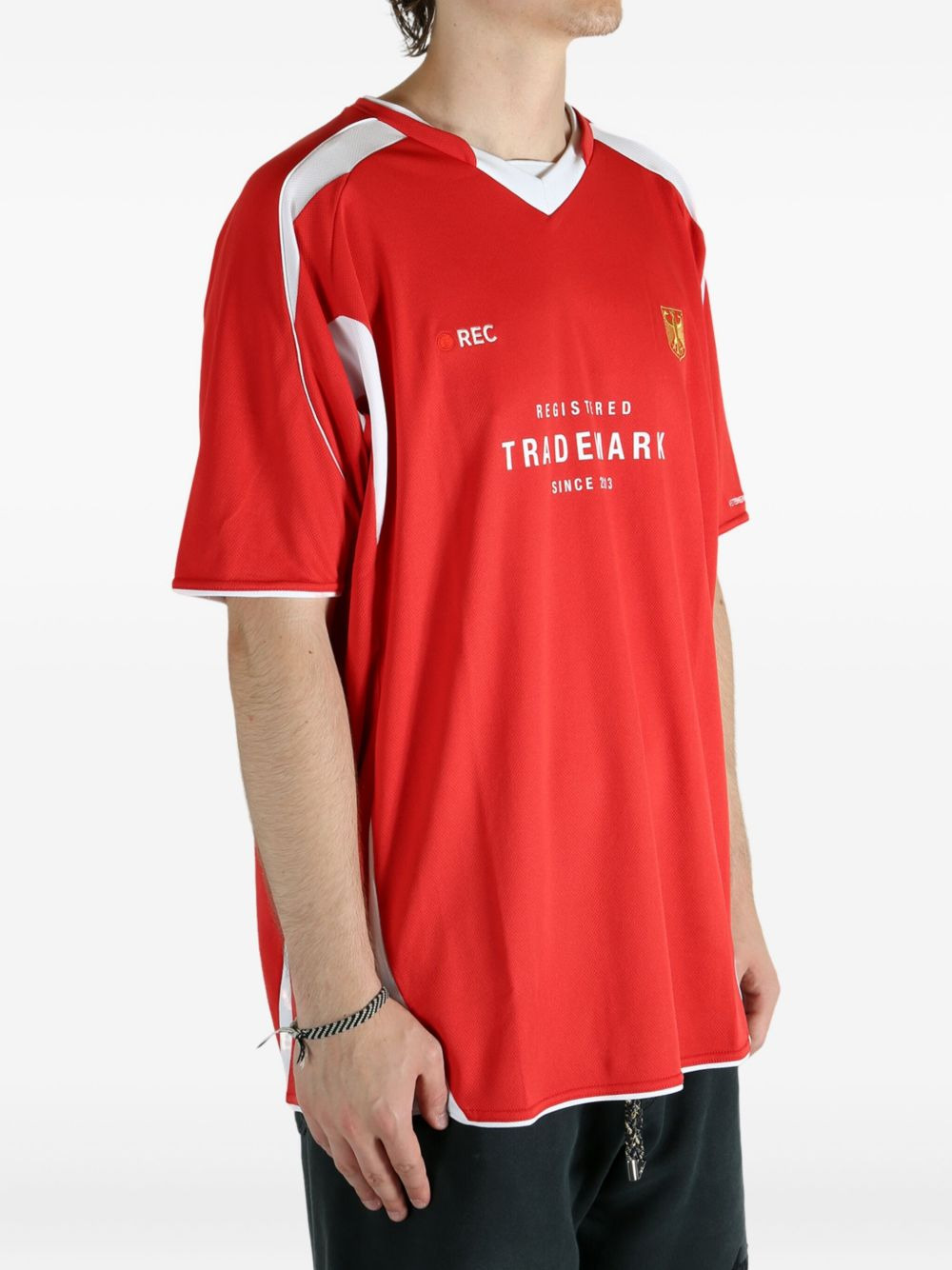 panelled V-neck T-shirt - 3