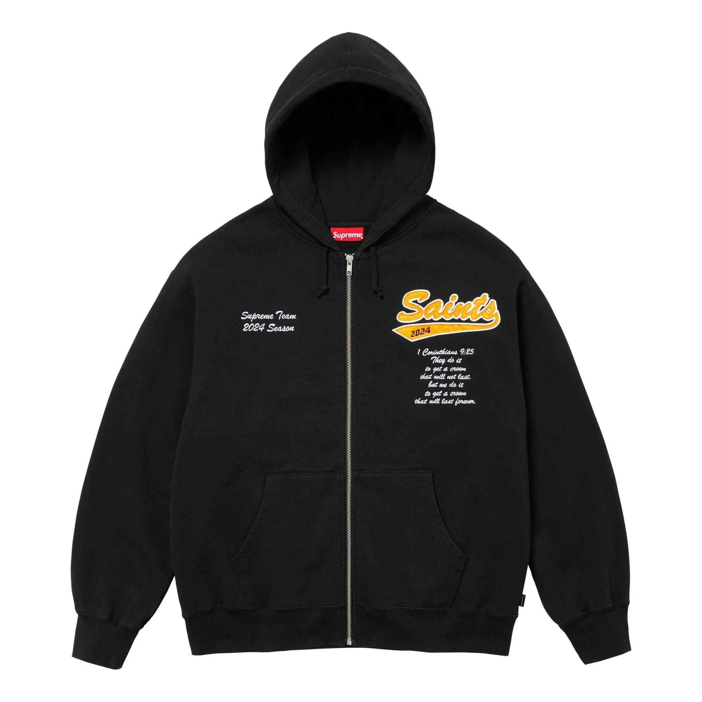 Supreme Salvation Zip Up Hooded Sweatshirt 'Black White Yellow' SUP-SS24-064 - 1