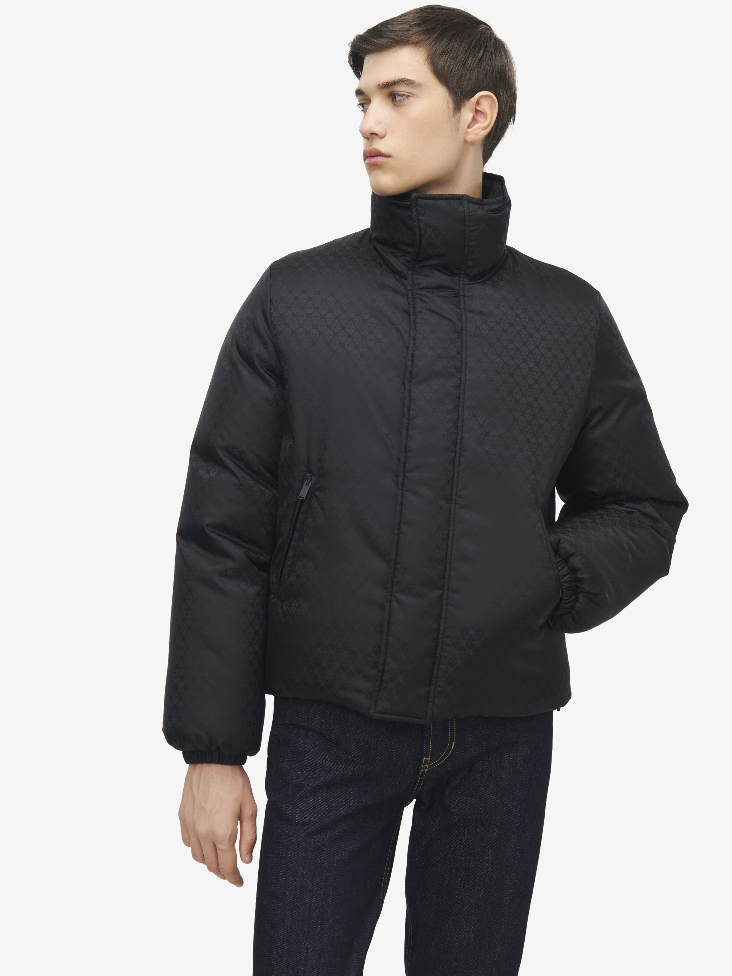 Skull Jacquard Puffer Jacket - 2