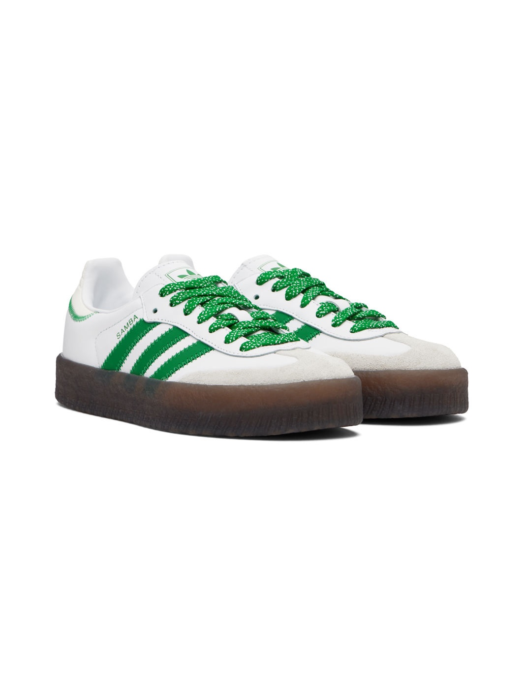 White & Green Sambae Sneakers - 4