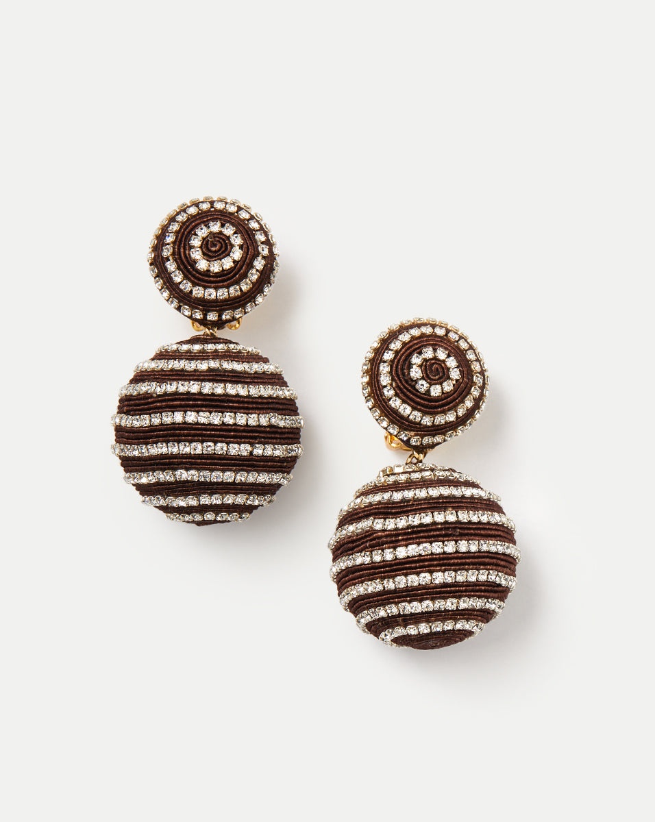 CRYSTAL BROWN STRIPE DROP EARRINGS | POST BACKING - 1