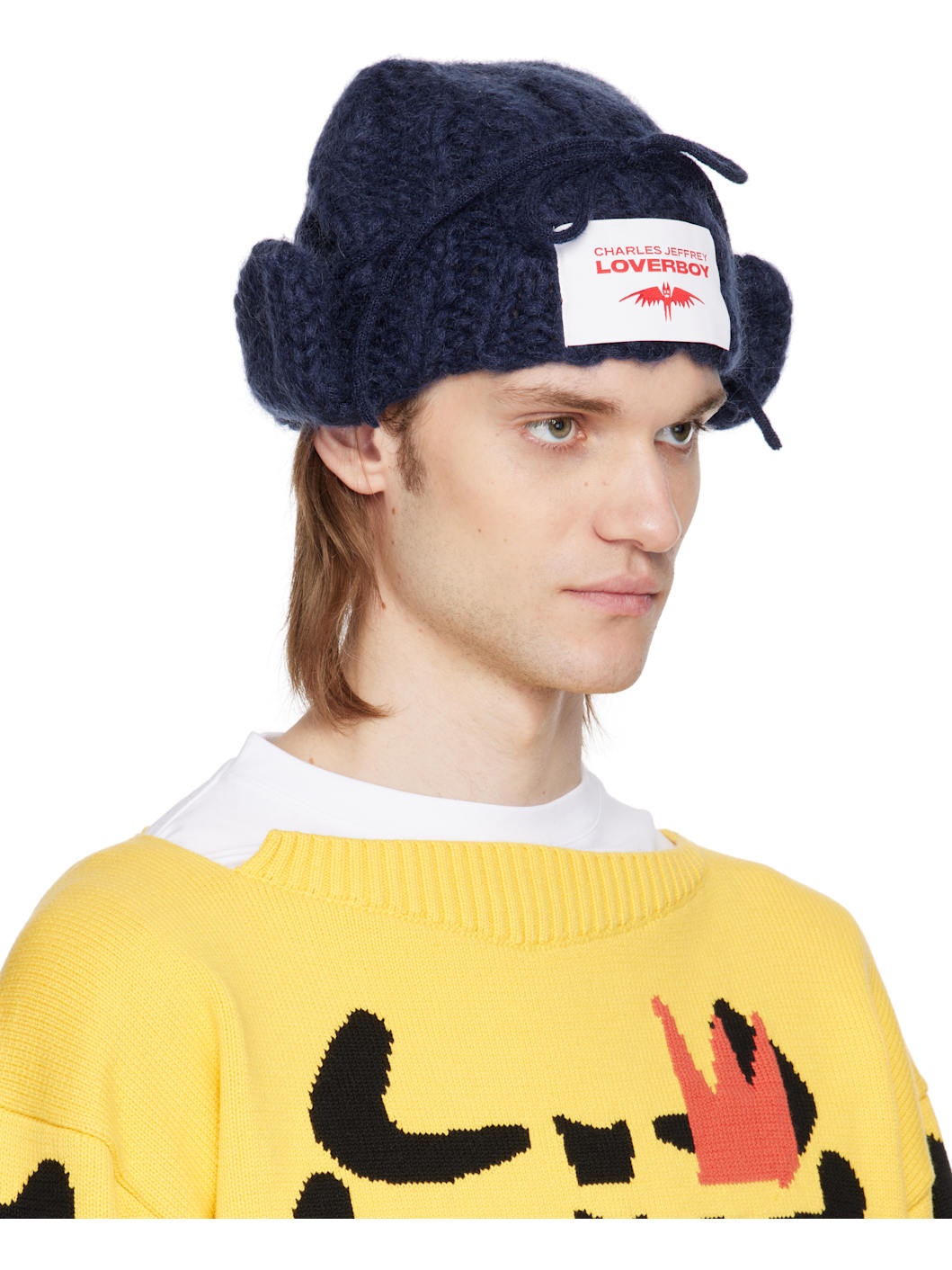 Navy Chunky Aviator Beanie - 2