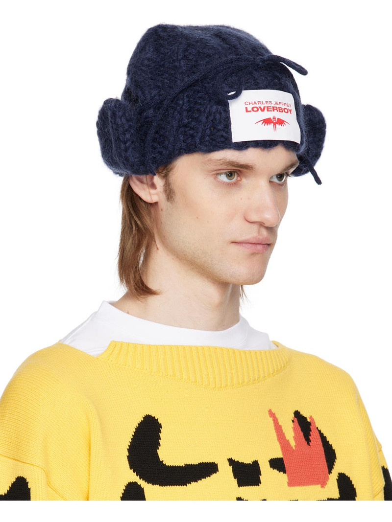 CHARLES JEFFREY LOVERBOY Navy Chunky Aviator Beanie outlook