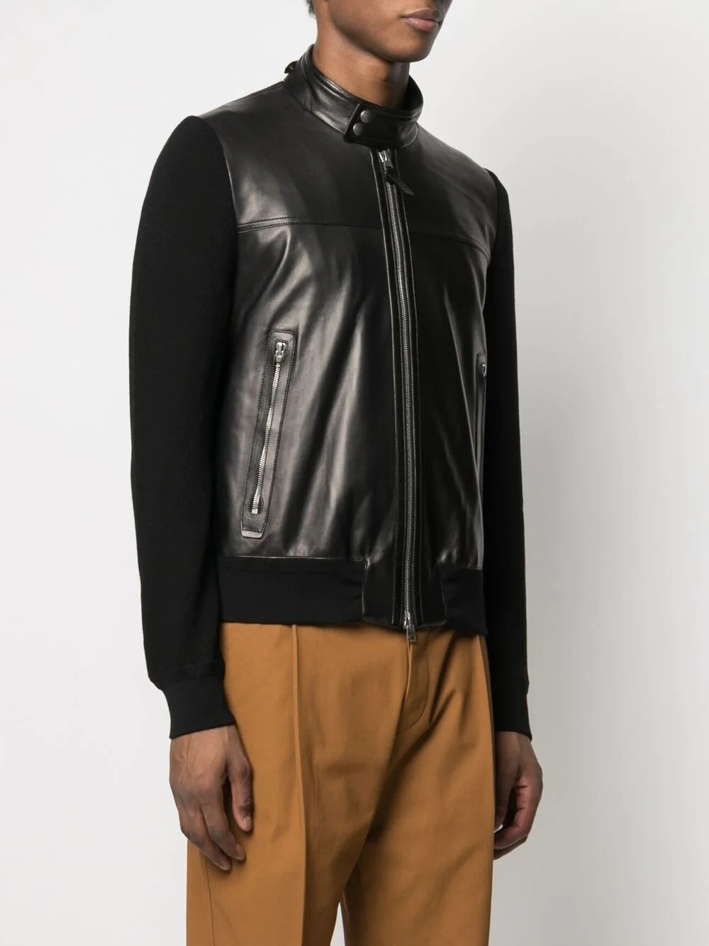 panelled biker jacket - 3