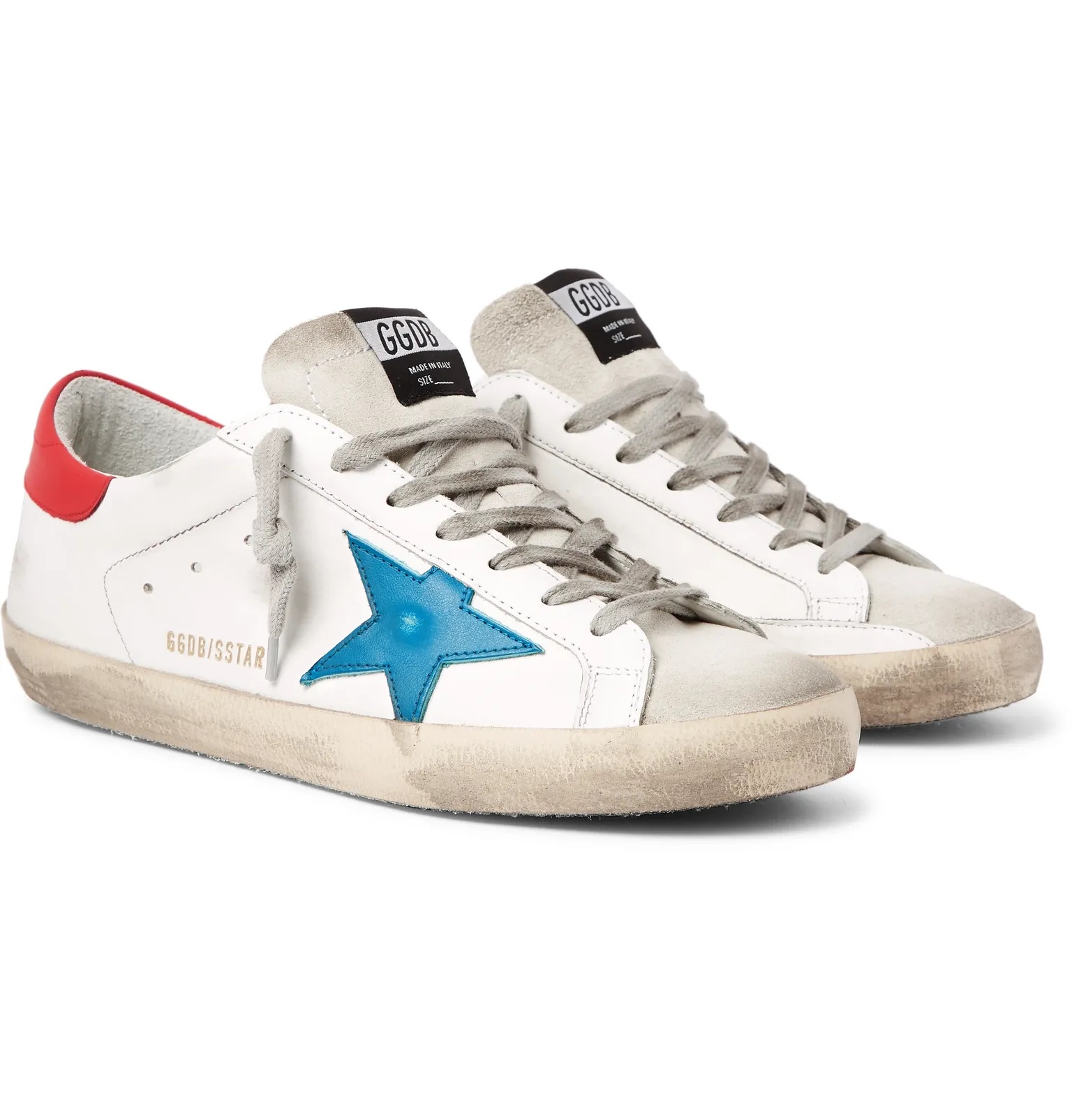 Superstar Distressed Leather and Suede Sneakers - 18