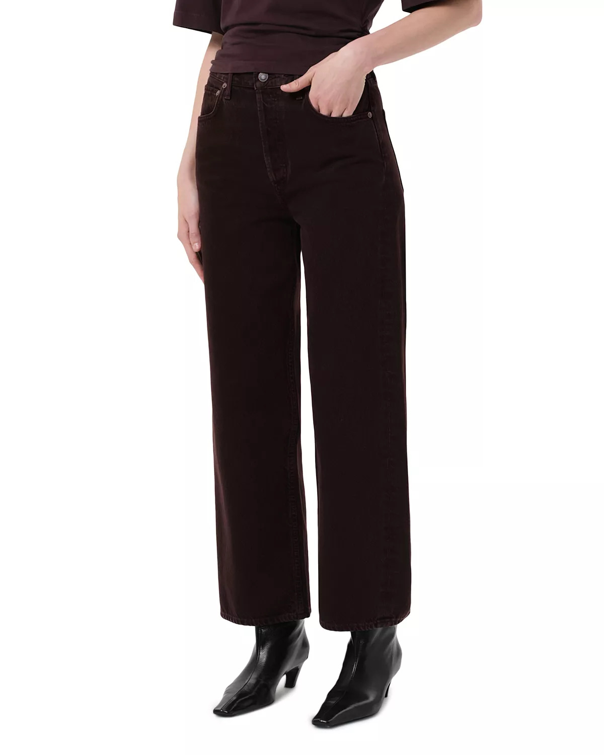 Ren High Rise Wide Leg Ankle Jeans in Sloe Berry - 6