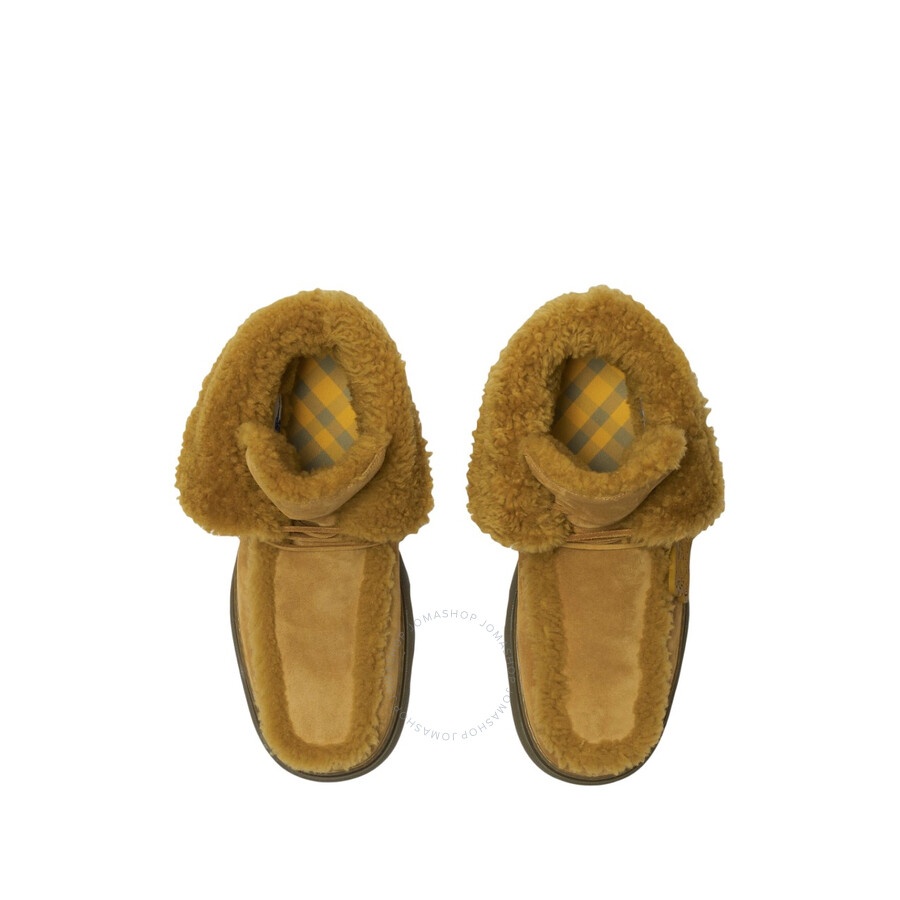 Burberry Shearling-Trim Suede Creeper Boots - 3