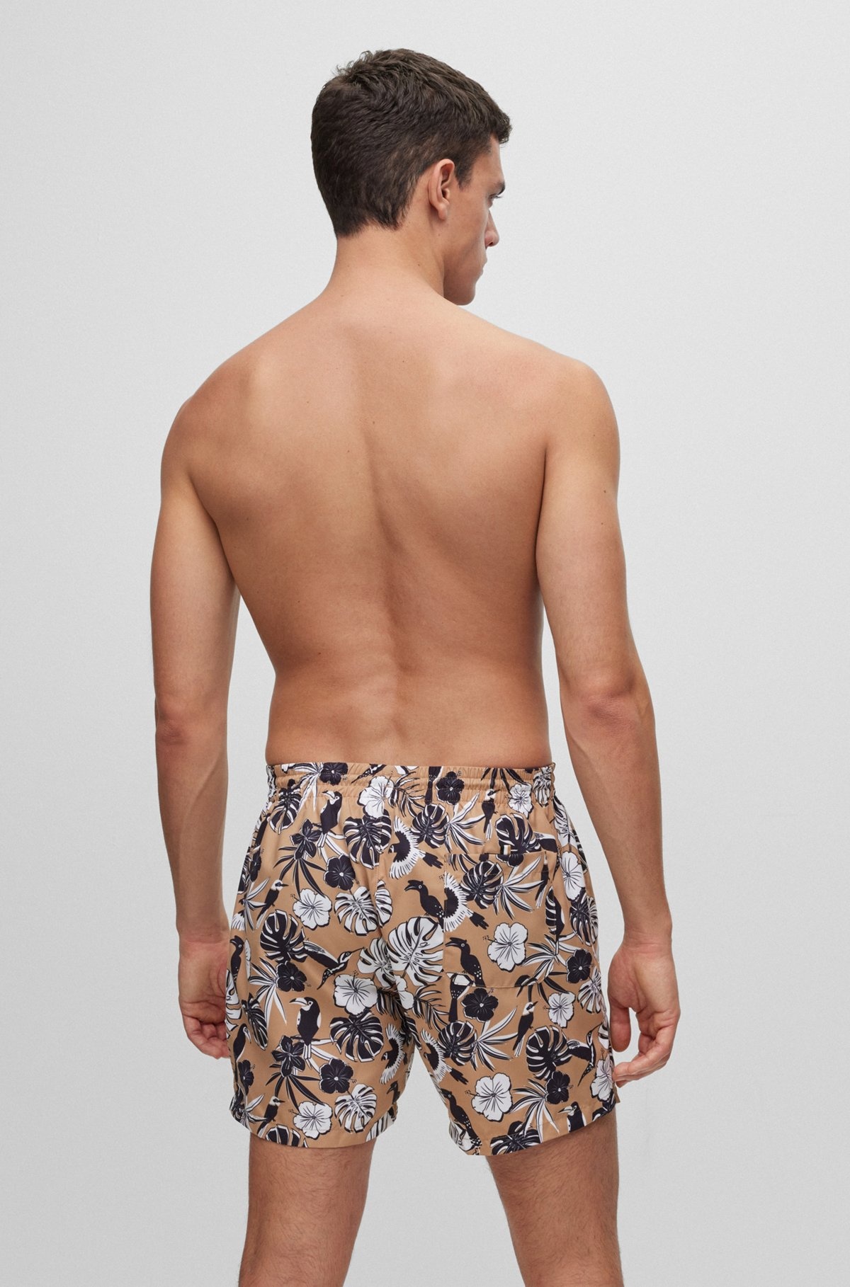 FLORAL-PRINT SWIM SHORTS WITH LOGO DETAIL - 4