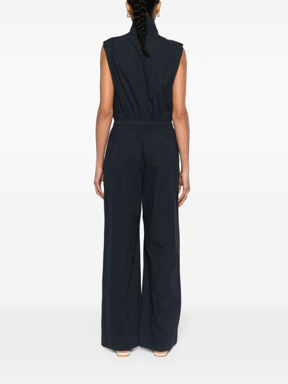 spread-collar cotton jumpsuit - 4