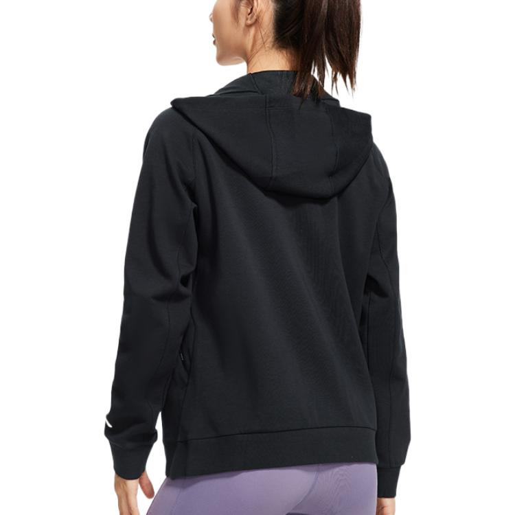 (WMNS) Li-Ning Essentials Logo Full Zip Training Hooded Jacket 'Black' AWDS780-2 - 4
