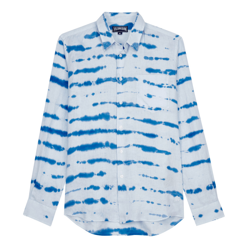 Men Linen Shirt Rayures Tie & Dye 1