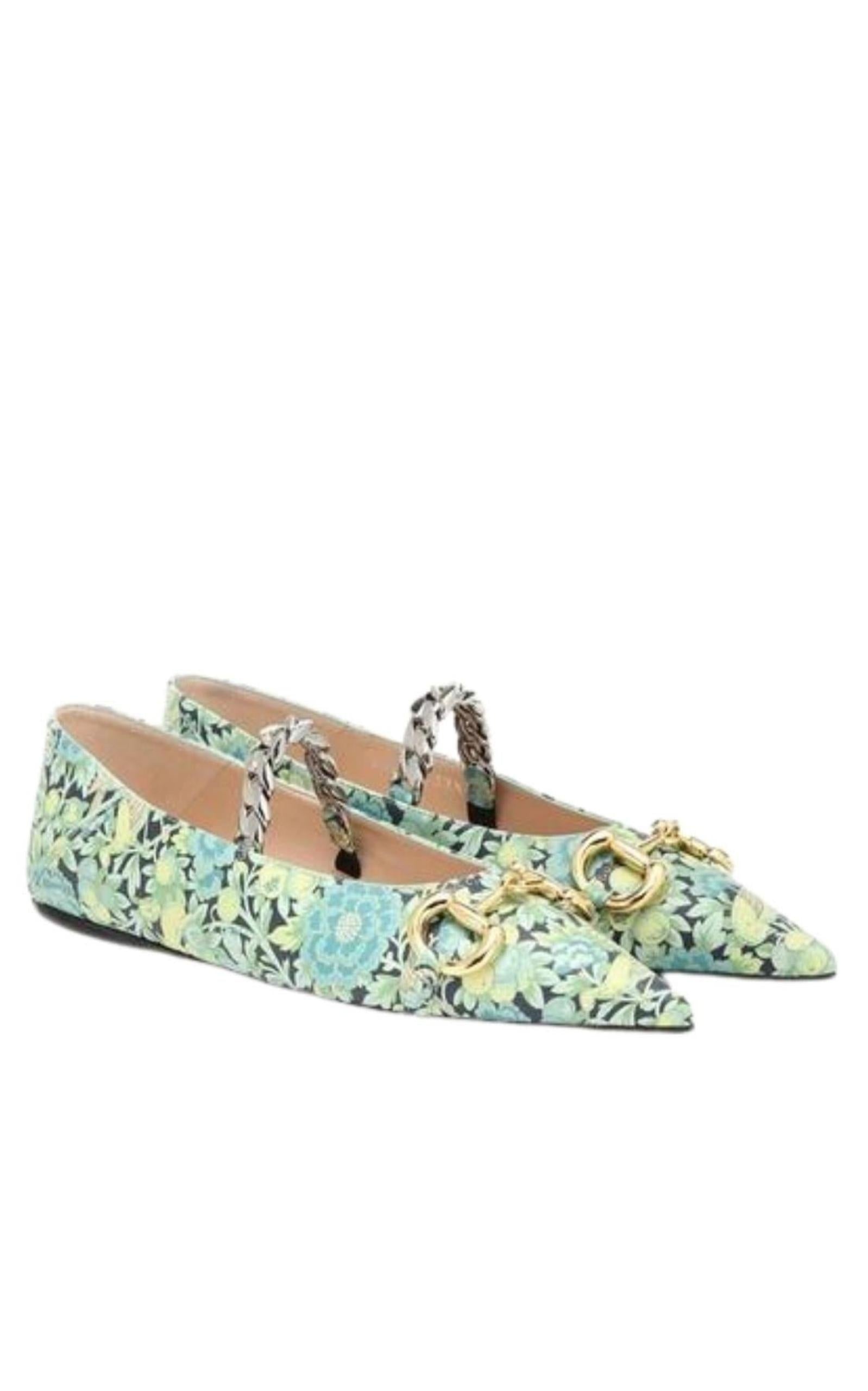 Floral Horsebit Ballerina Shoes - 3