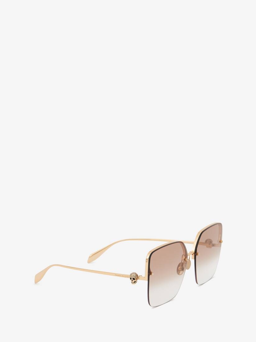 Skull Jeweled Square Sunglasses in Brown/gold - 3