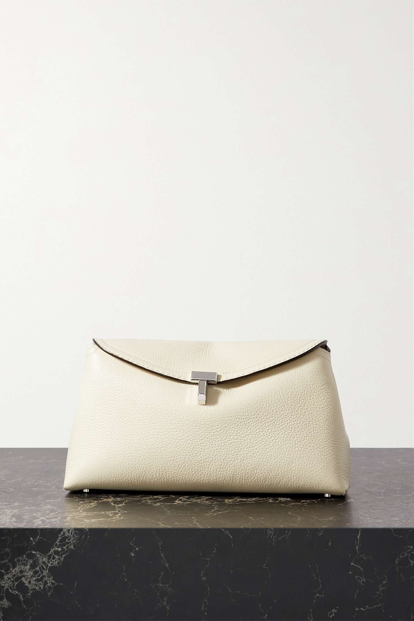 T-Lock textured-leather clutch - 1