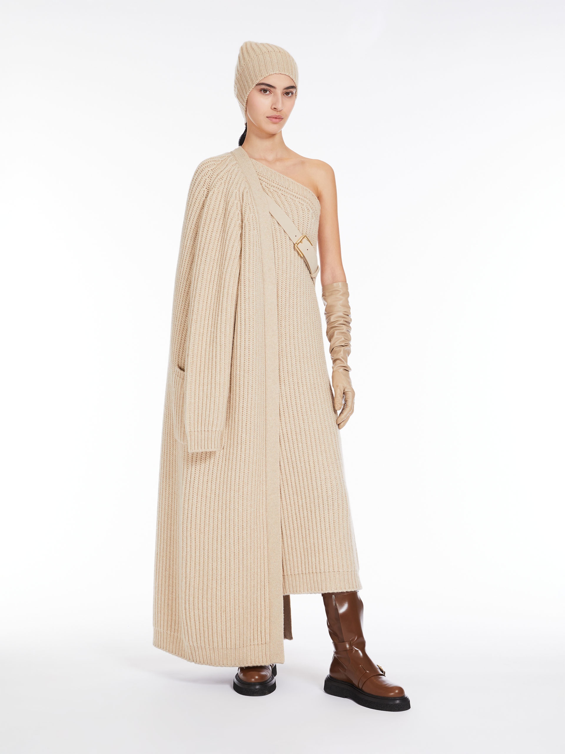 CAPSULA Ribbed wool and cashmere one-shoulder dress - 2