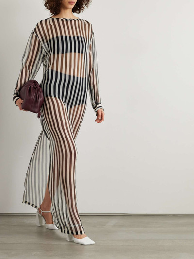 Dries Van Noten Belted striped silk-chiffon maxi dress outlook