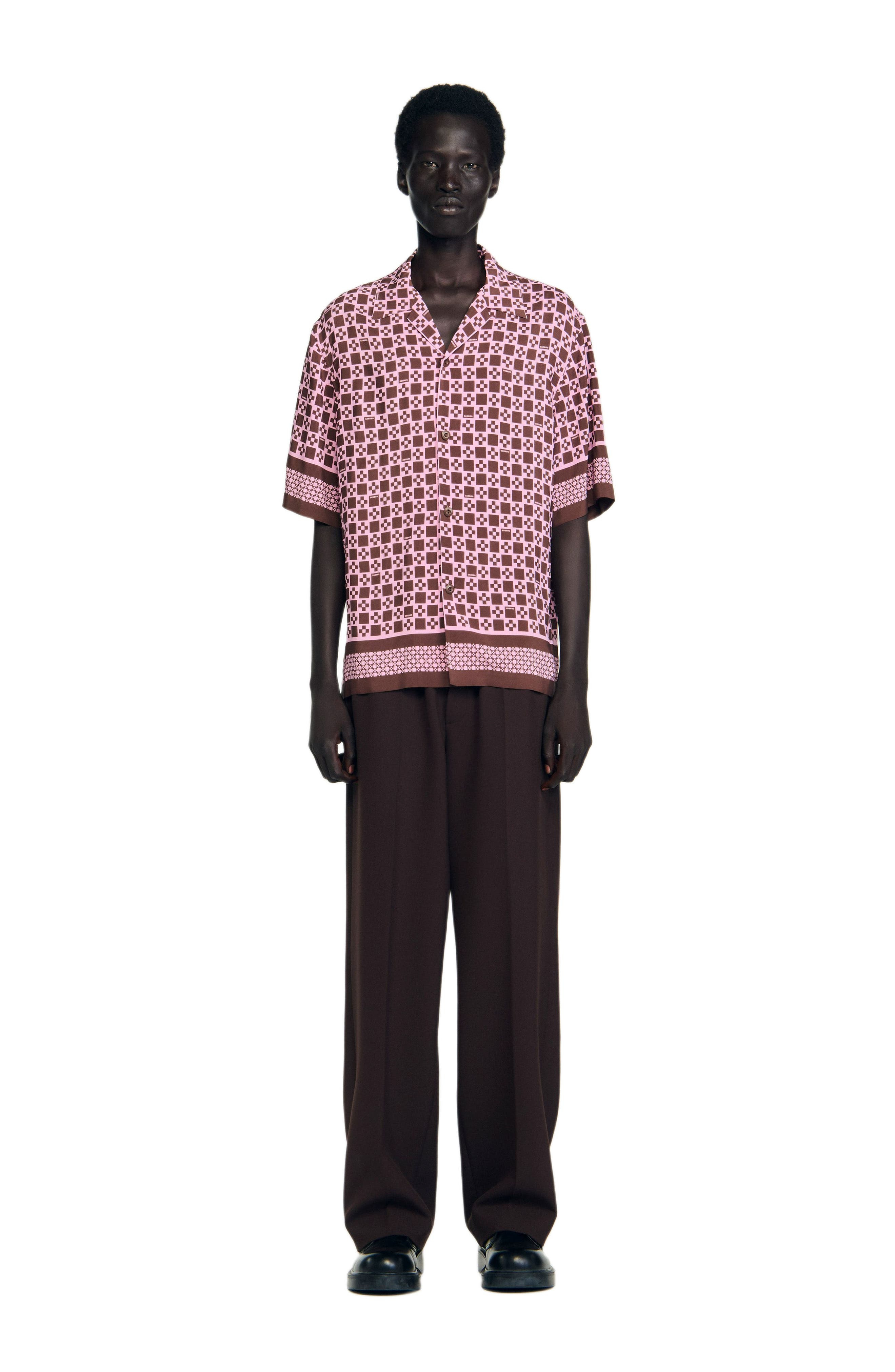 SANDRO Square Cross motif flowing blouse in Baby Pink at Nordstrom - 4