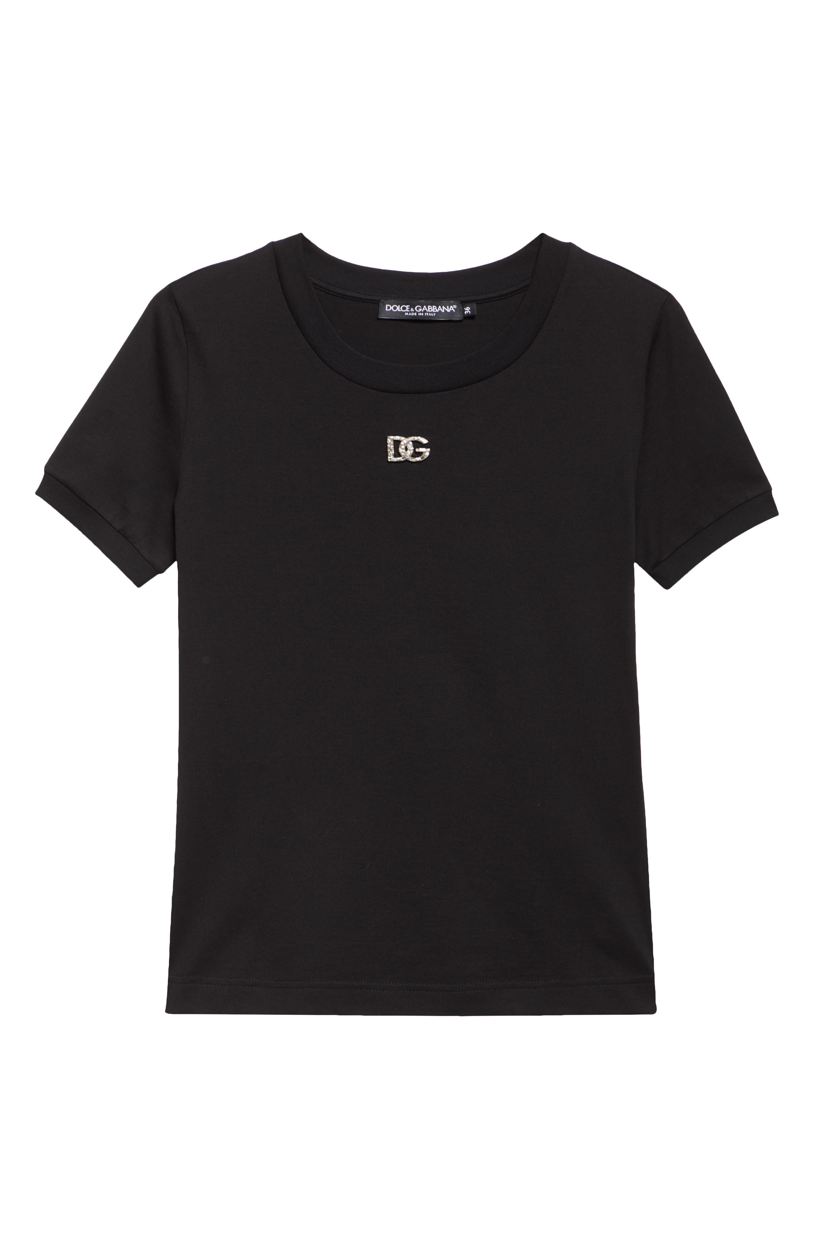 Dolce&Gabbana Crystal DG Logo Graphic Tee in N0000 Black at Nordstrom - 5