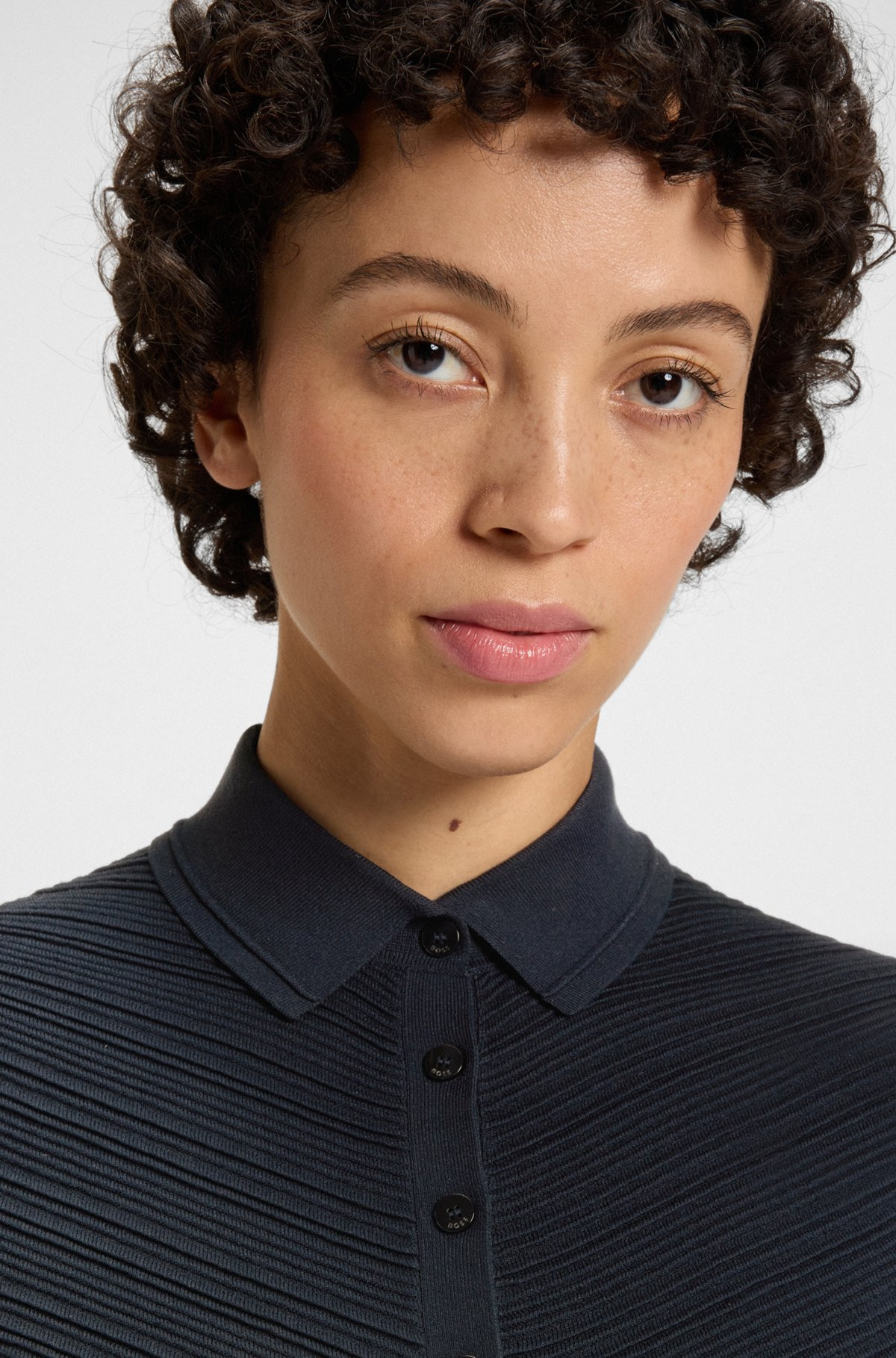 STRUCTURED SWEATER WITH POLO COLLAR - 5