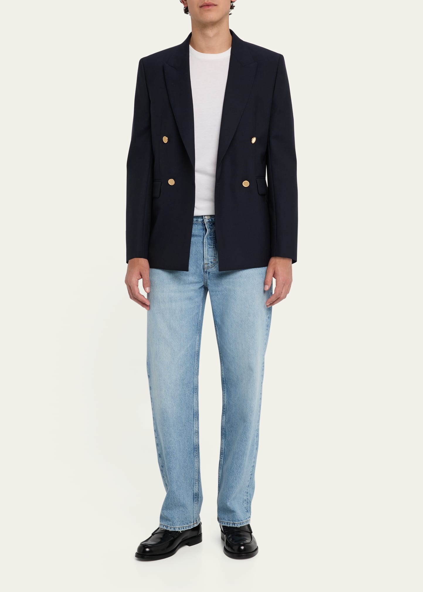 Men's Double-Breasted Wool Blazer Jacket - 2