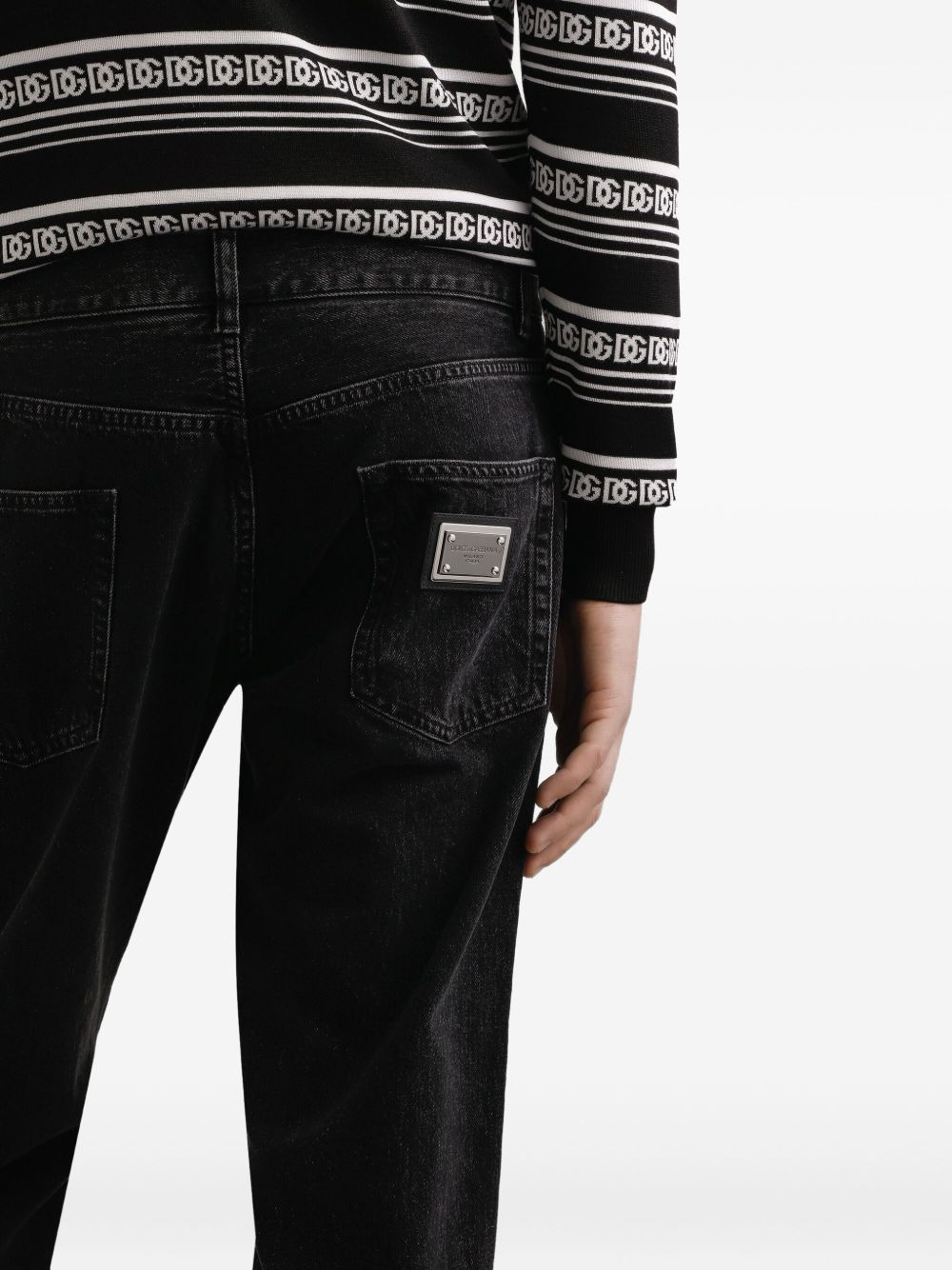 logo-plaque cotton jeans - 5