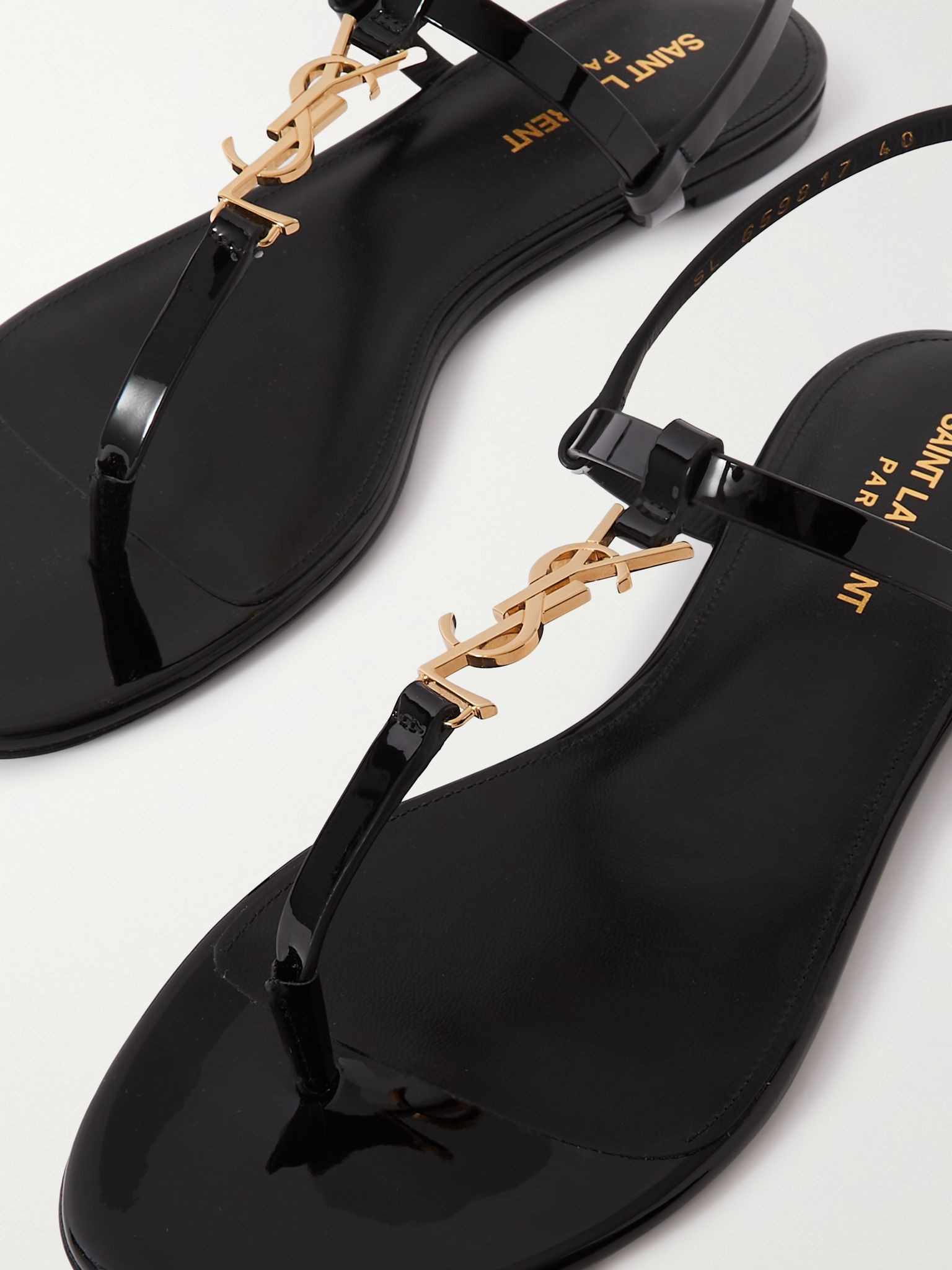 Cassandra logo-embellished patent-leather slingback sandals Black - 4
