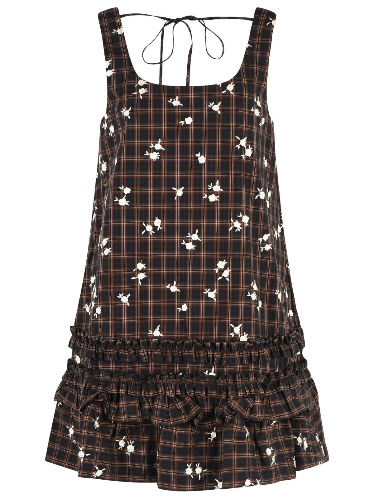 Ganni Cotton Mini Dress Brown Women - 1