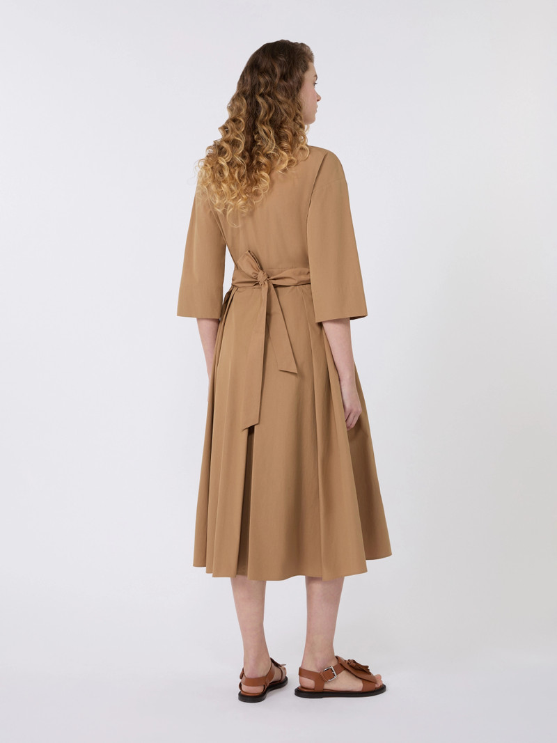 PADANA Cotton-poplin midi shirt dress - TOBACCO 4