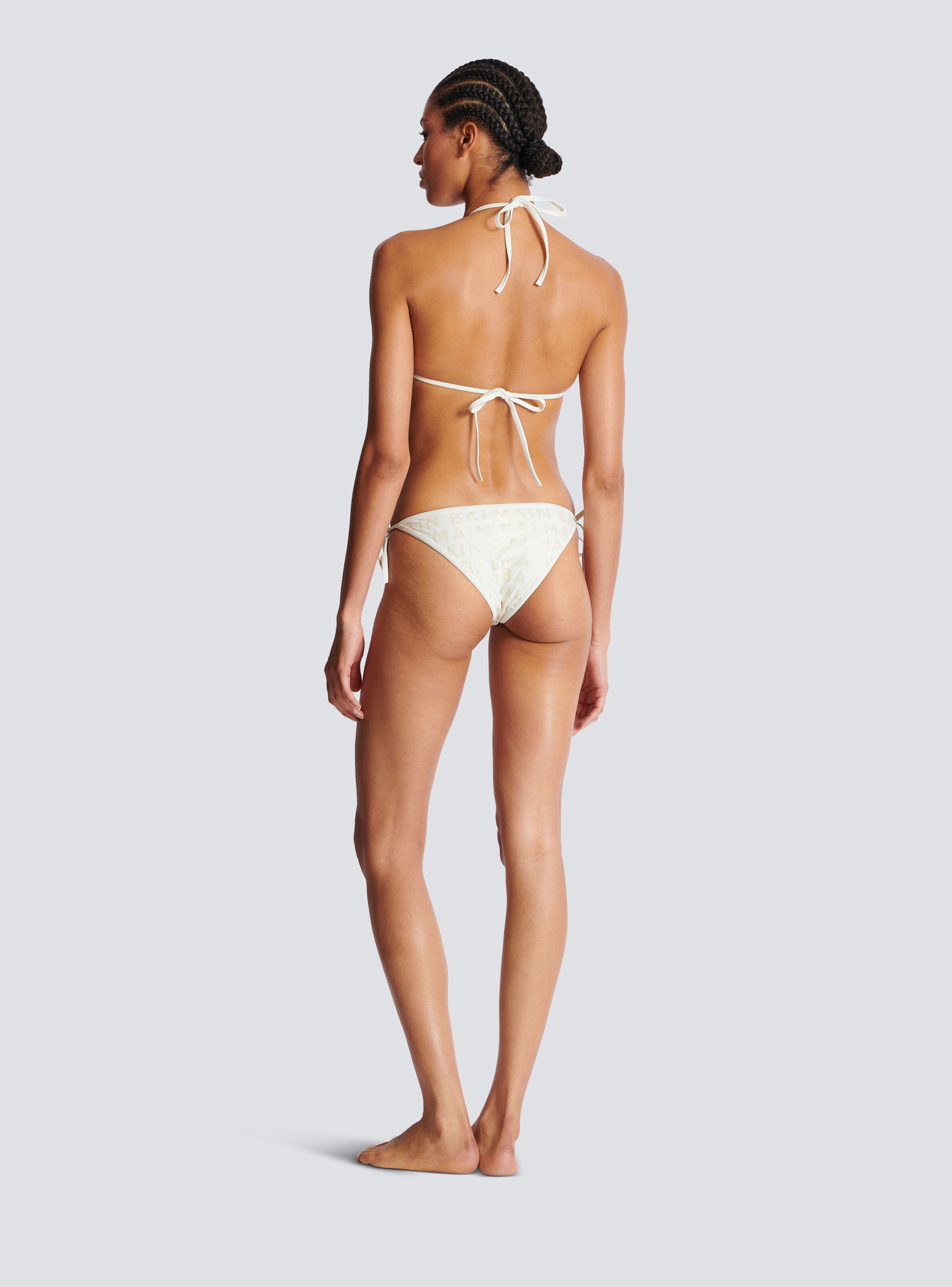 Two-piece swimsuit with Balmain logos - 4