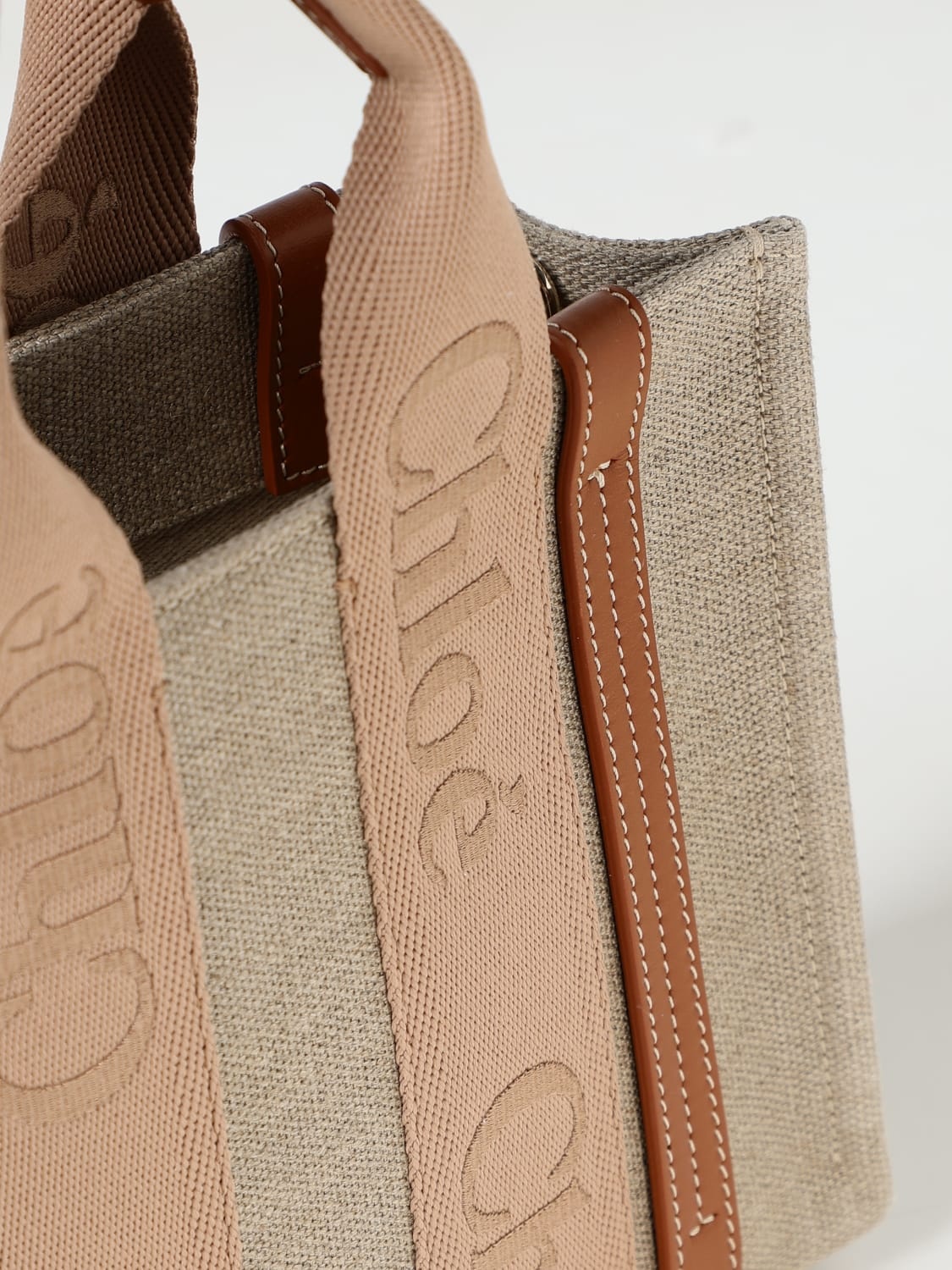 Chloé Woody canvas bag with embroidered logo - 4