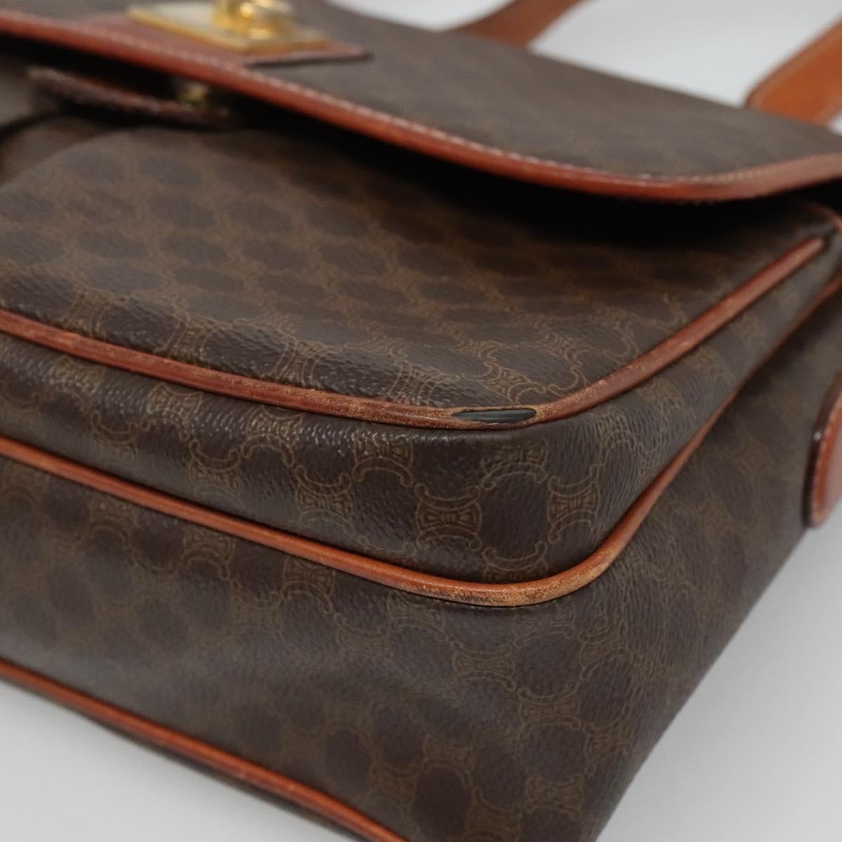 CELINE Macadam Canvas Shoulder Bag Pvc Leather Brown - 10