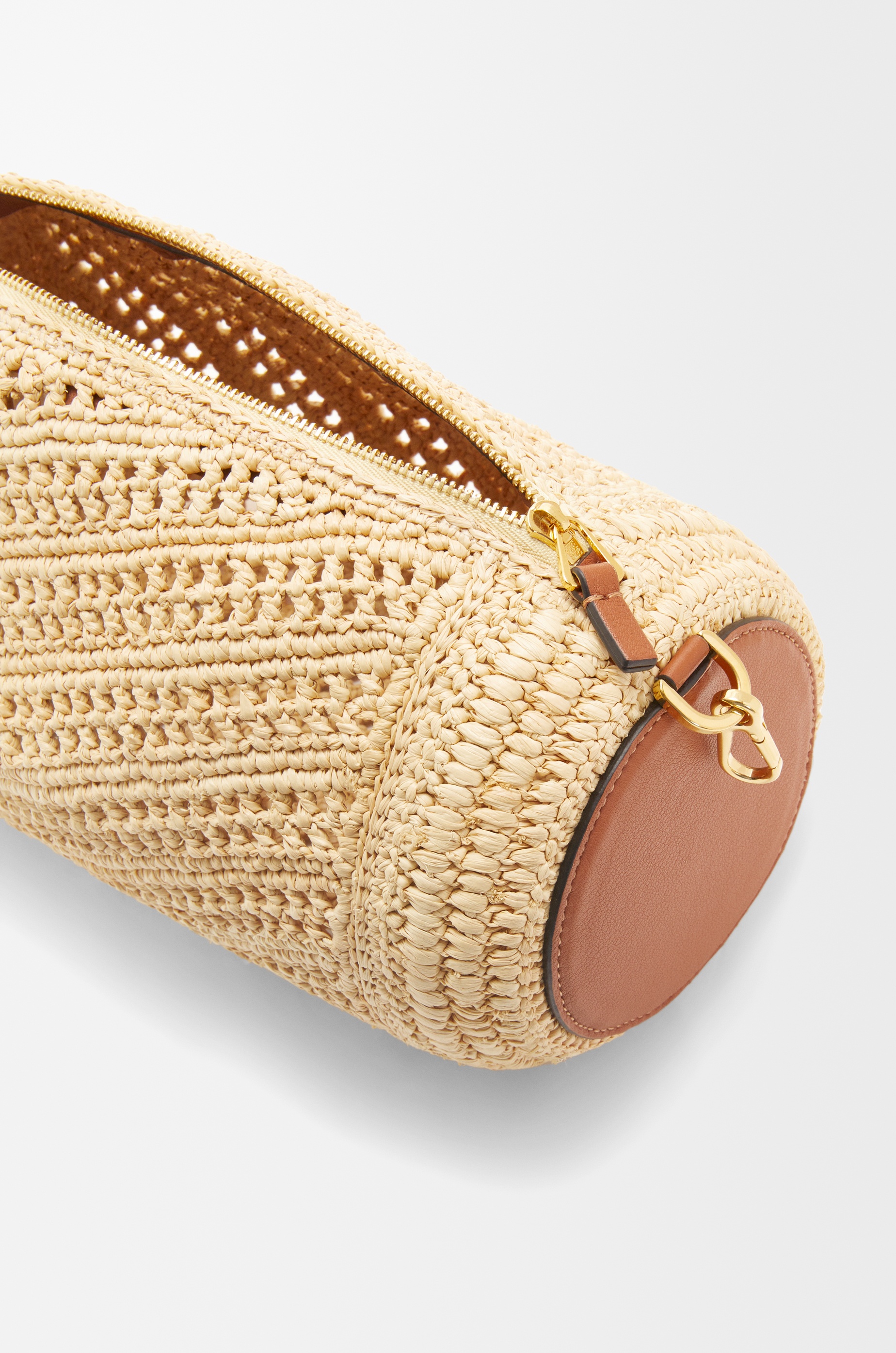 Bracelet pouch in raffia and calfskin - 6