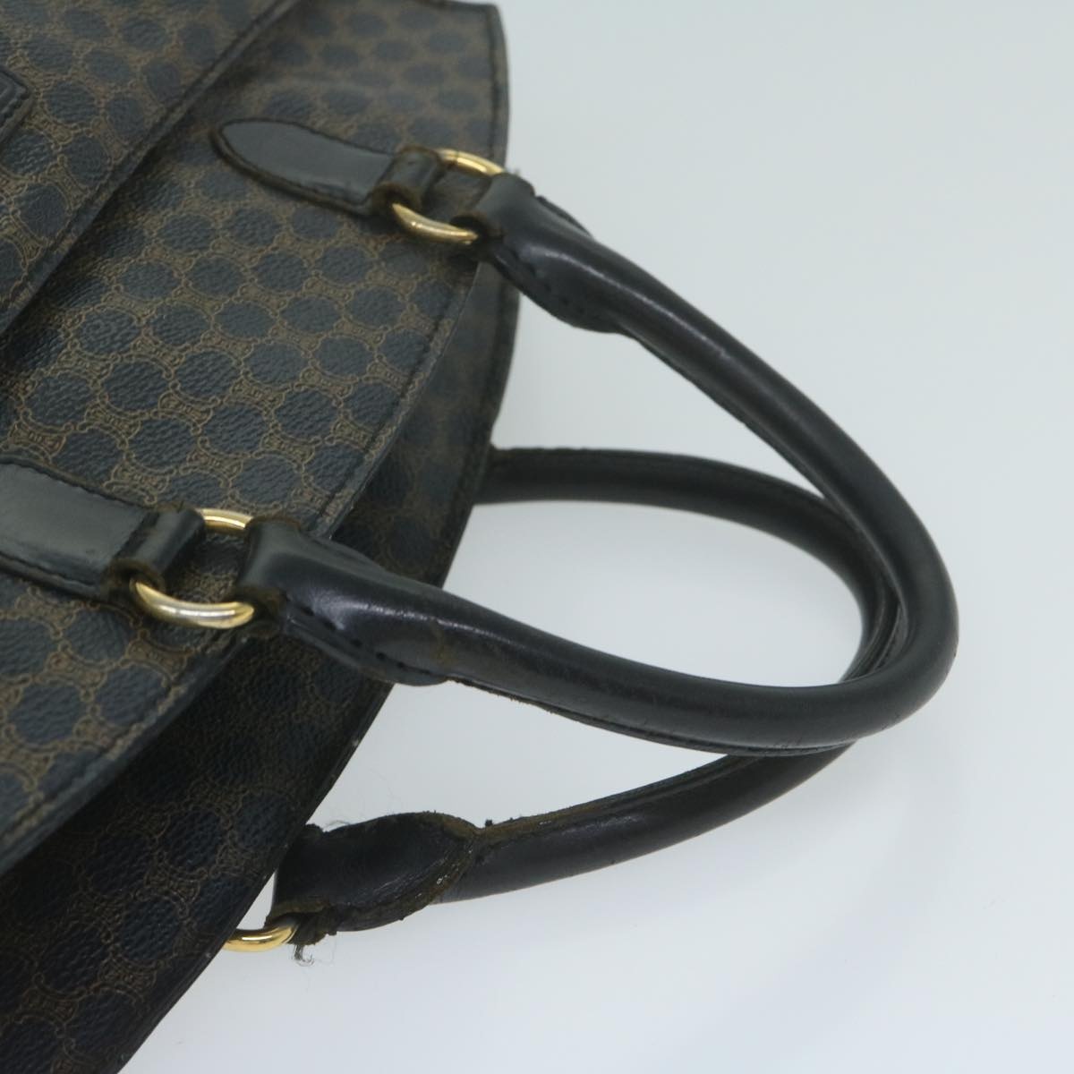 CELINE Macadam Canvas Hand Bag Pvc Brown Black - 8