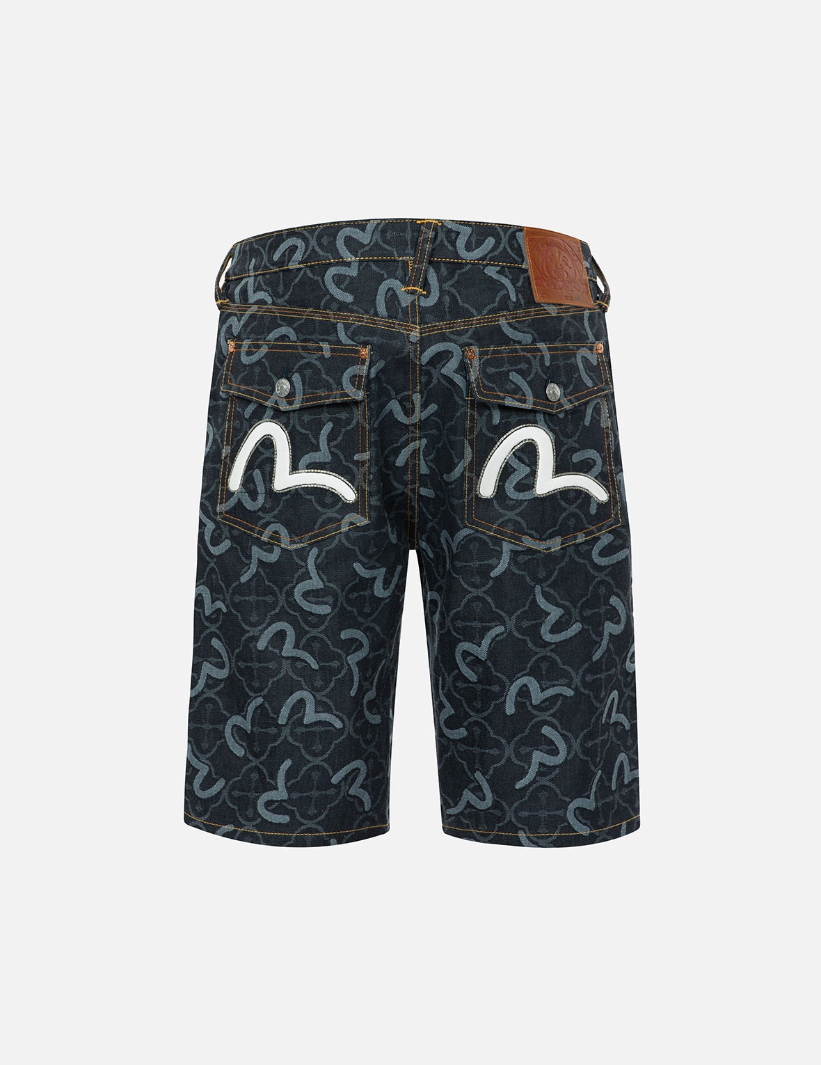 ALLOVER SEAGULL AND KAMON JACQUARD REGULAR FIT DENIM SHORTS - 2