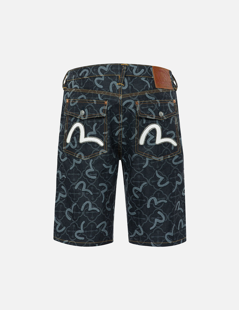 EVISU ALLOVER SEAGULL AND KAMON JACQUARD REGULAR FIT DENIM SHORTS outlook