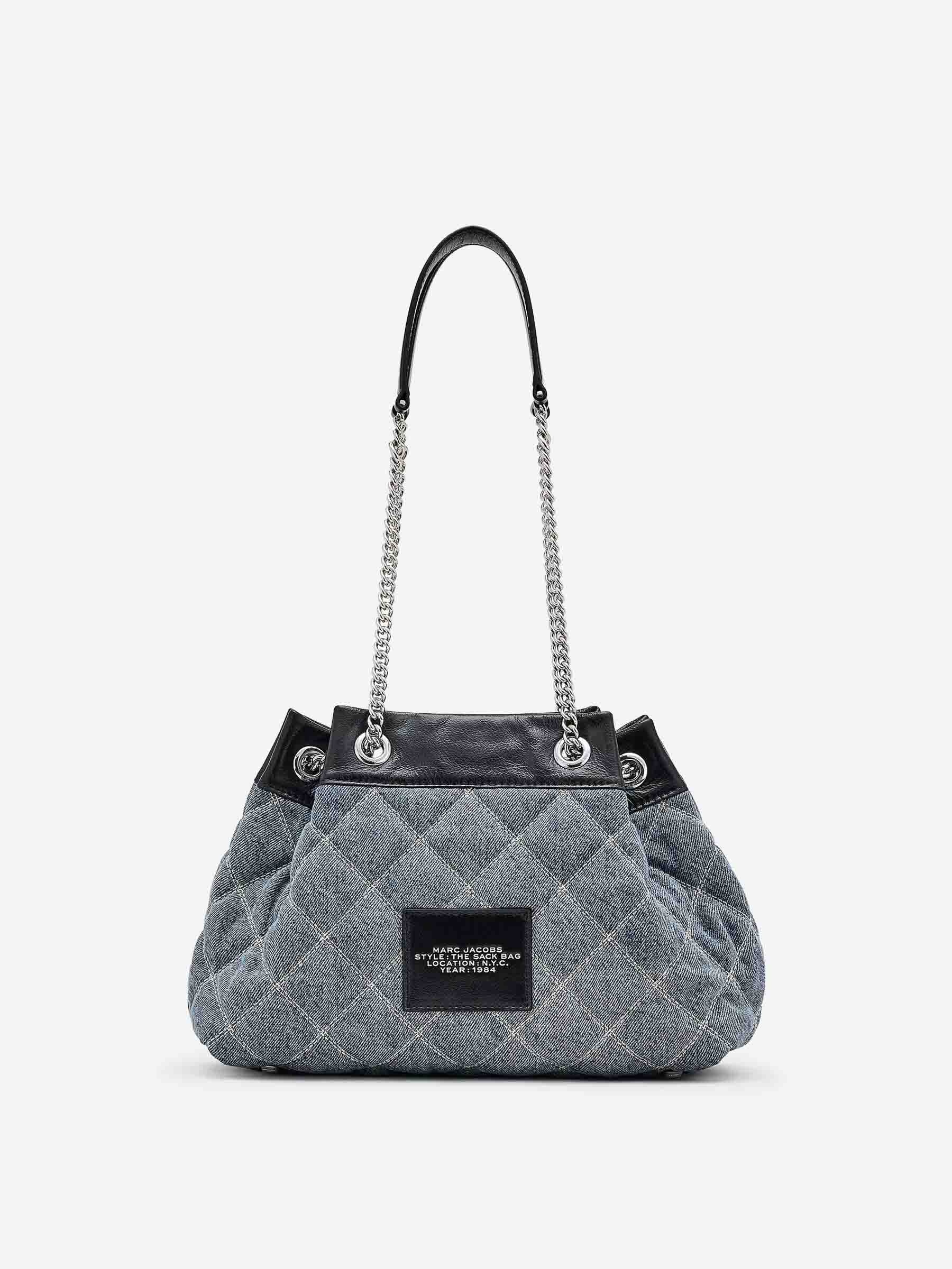 THE QUILTED DENIM LARGE CHAIN SACK BAG TOTE - 3
