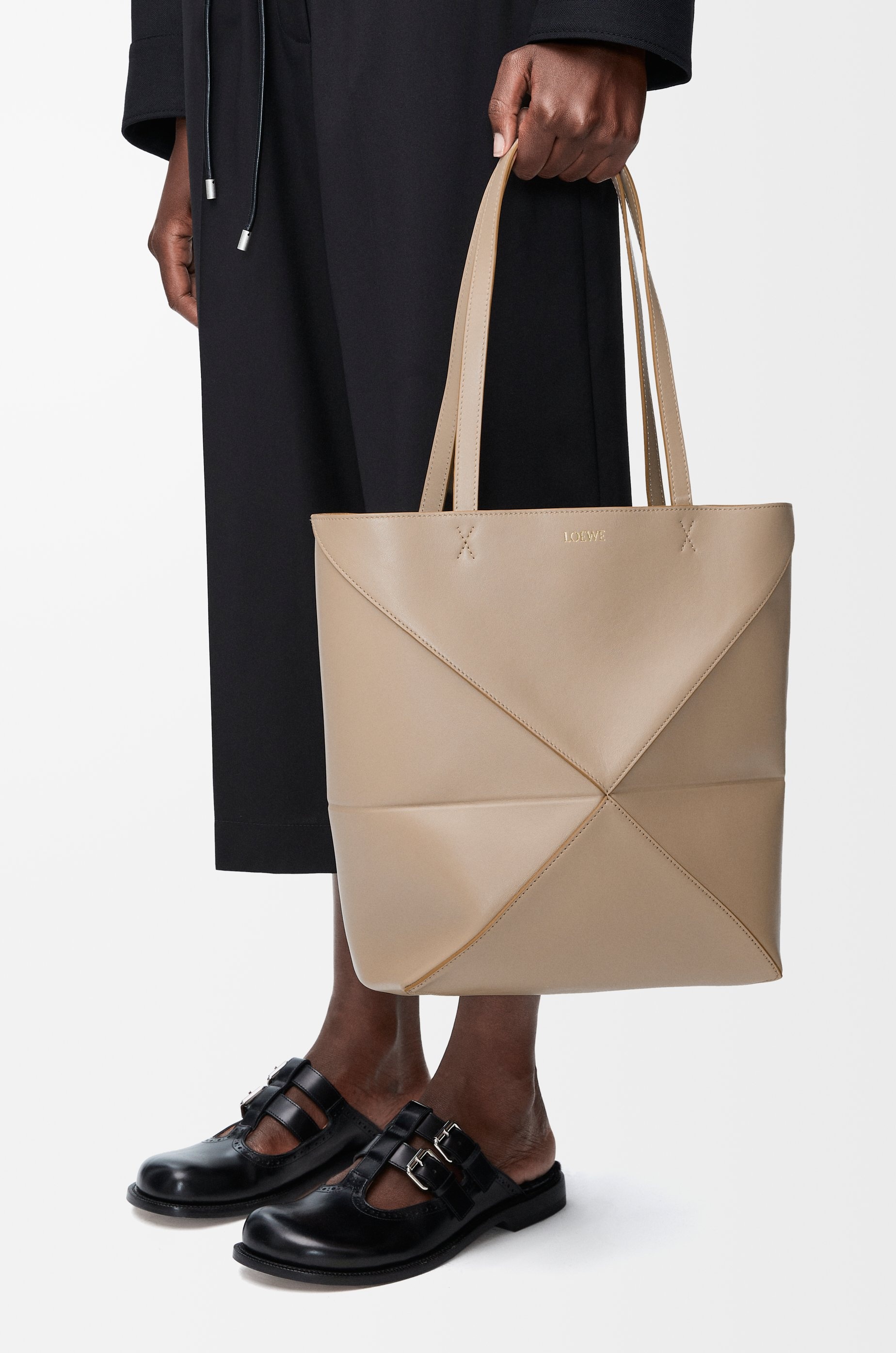 Medium Puzzle Fold tote in shiny calfskin - 2
