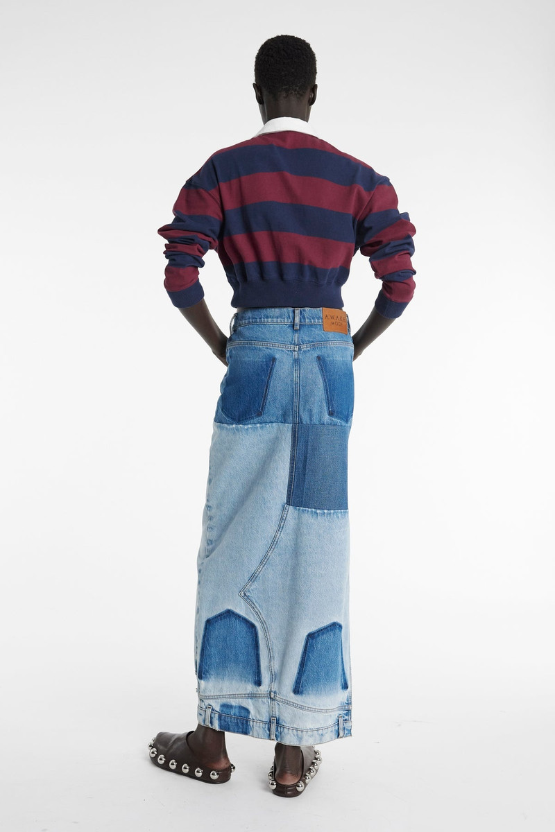 RECYCLED DENIM MIRROR EFFECT SKIRT BLUE 3