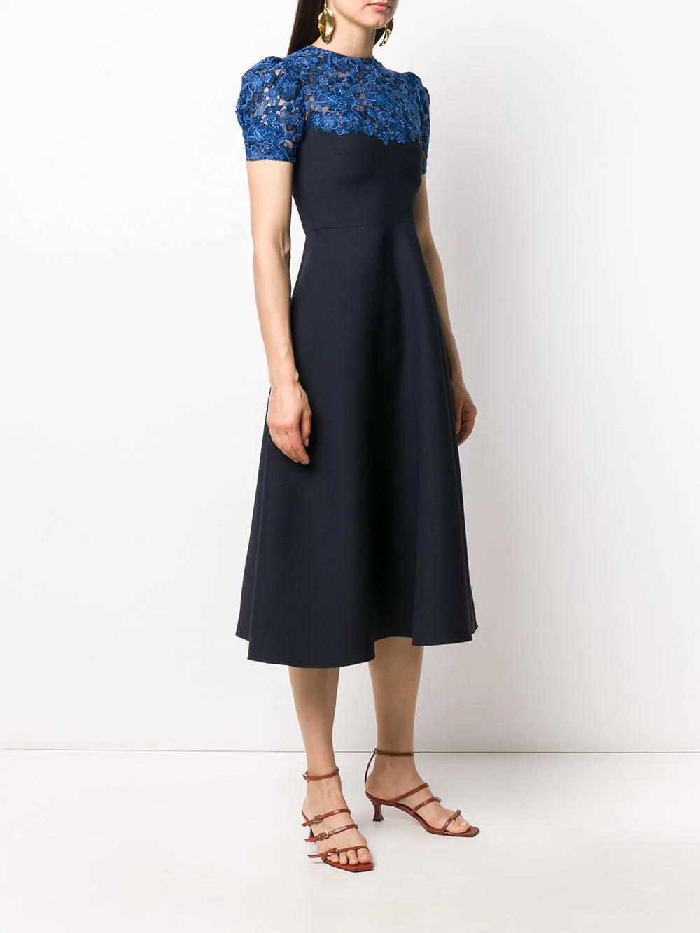 floral lace panel midi dress - 3