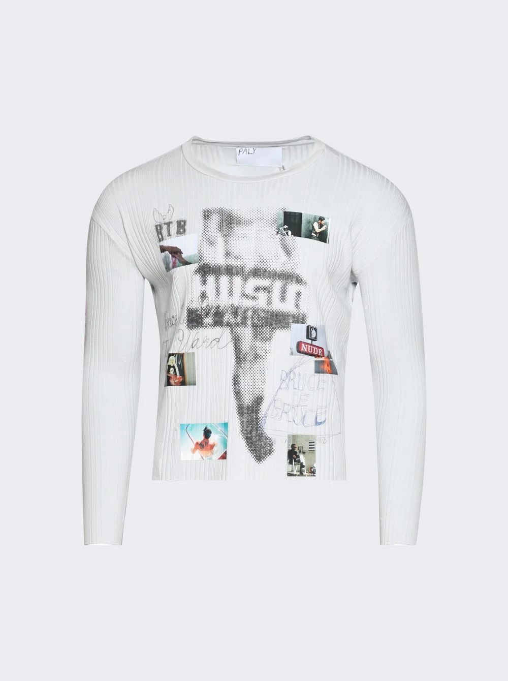 Hustlr Ribbed Long Sleeve Tee White - 1