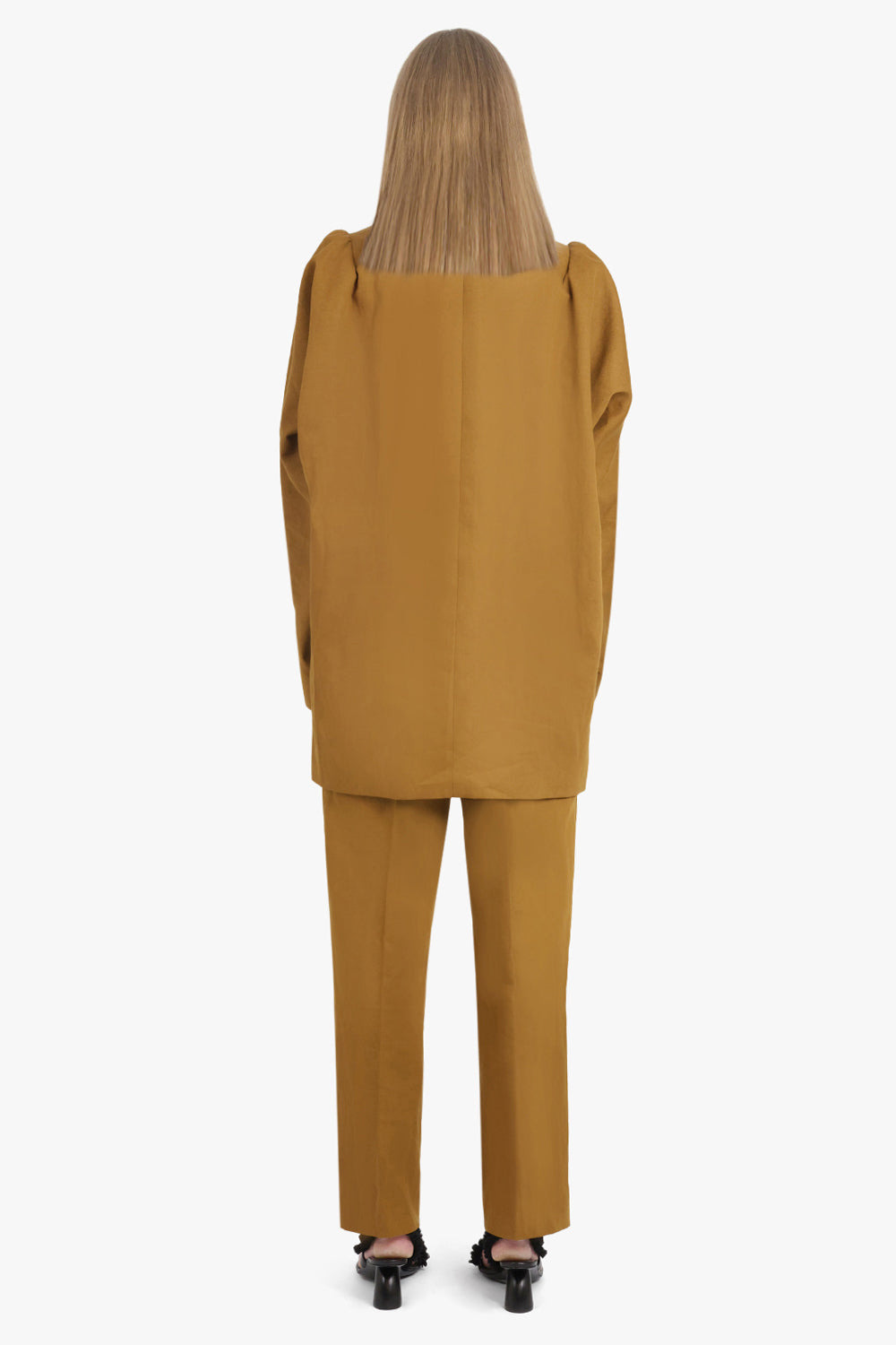 BLINKY DOUBLE BREASTED LONG JACKET | UMBER - 5