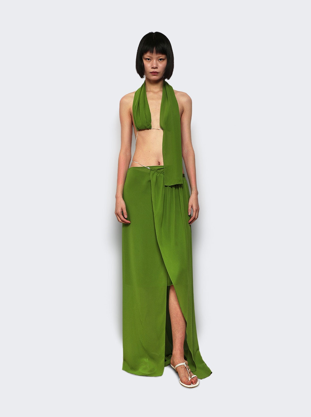 Silk Chain Sarong Skirt Cactus Green - 5