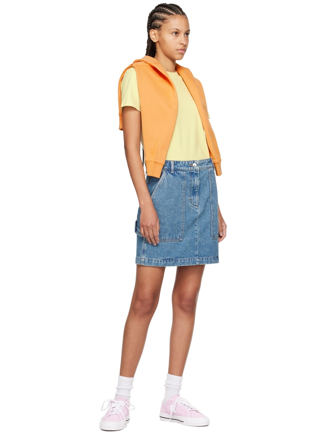 Indigo Washed Denim Miniskirt - 4