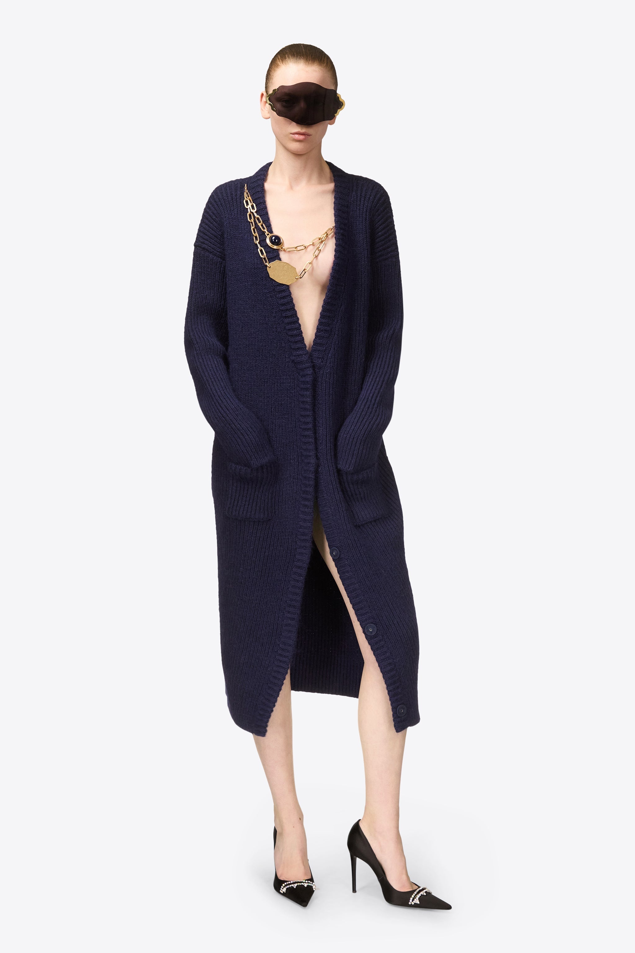 GEMSTONE NECKLACE MAXI CARDIGAN - 4
