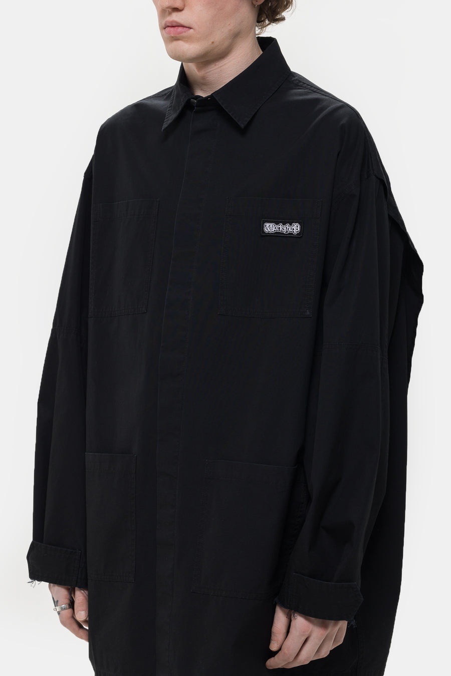 Intermission Cargo Overshirt in Black - 4