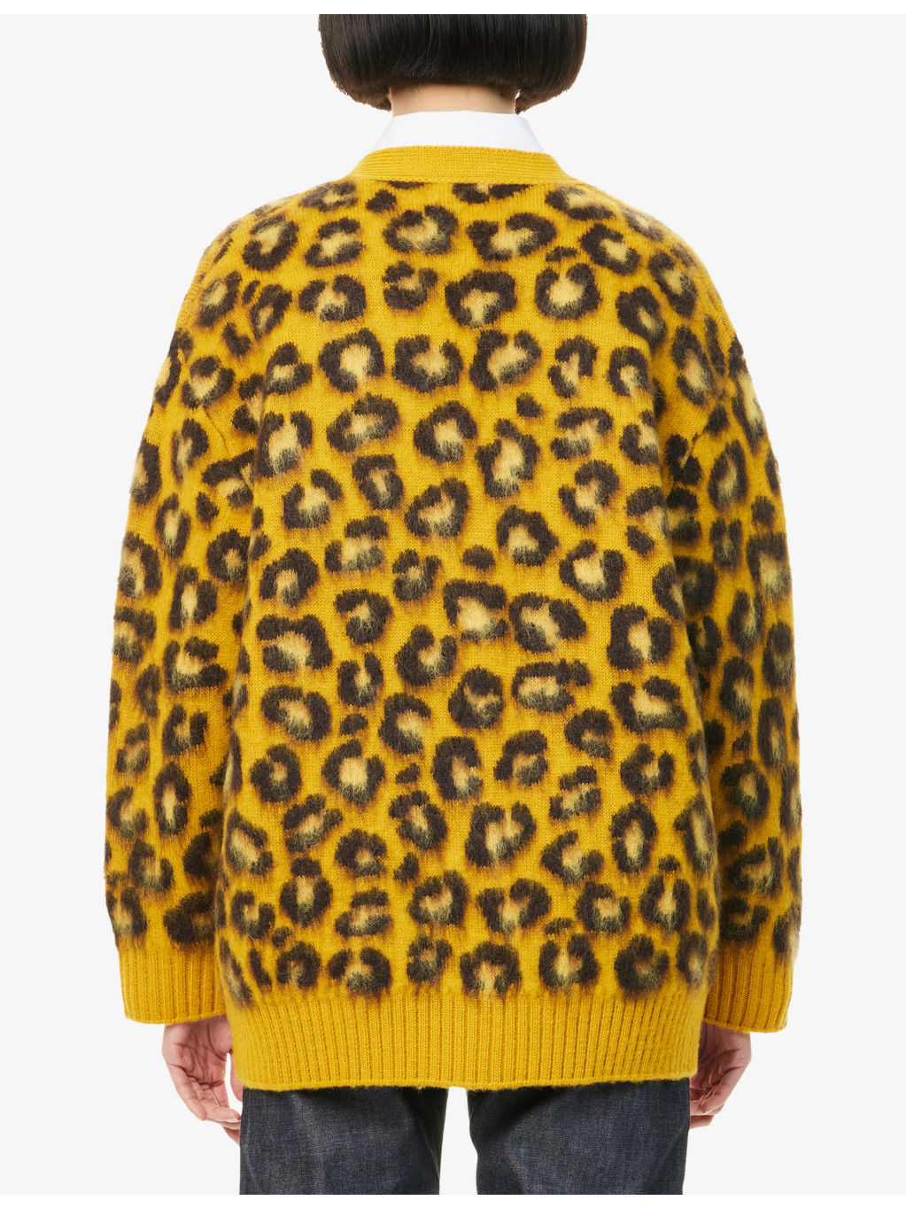 V-Neck Leopard Wool-Blend Cardigan - 4